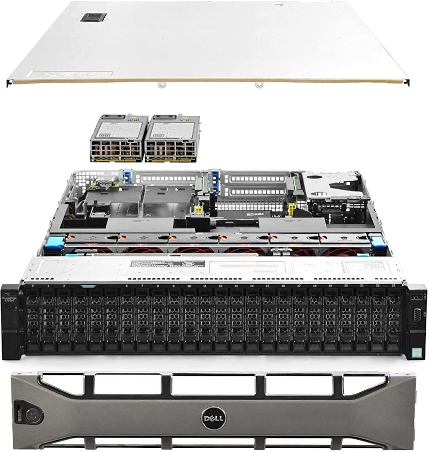 Dell PowerEdge R730xd Server 24B SFF 2U, 2X Intel Xeon E5-2690 v4 2.6Ghz (28-cores Total), 128GB DDR4 RAM, 4X 1.2TB 10K SAS 2.5” 12Gb/s HDD, H730P 2GB RAID, NIC 10Gb + I350 1Gb (Renewed)