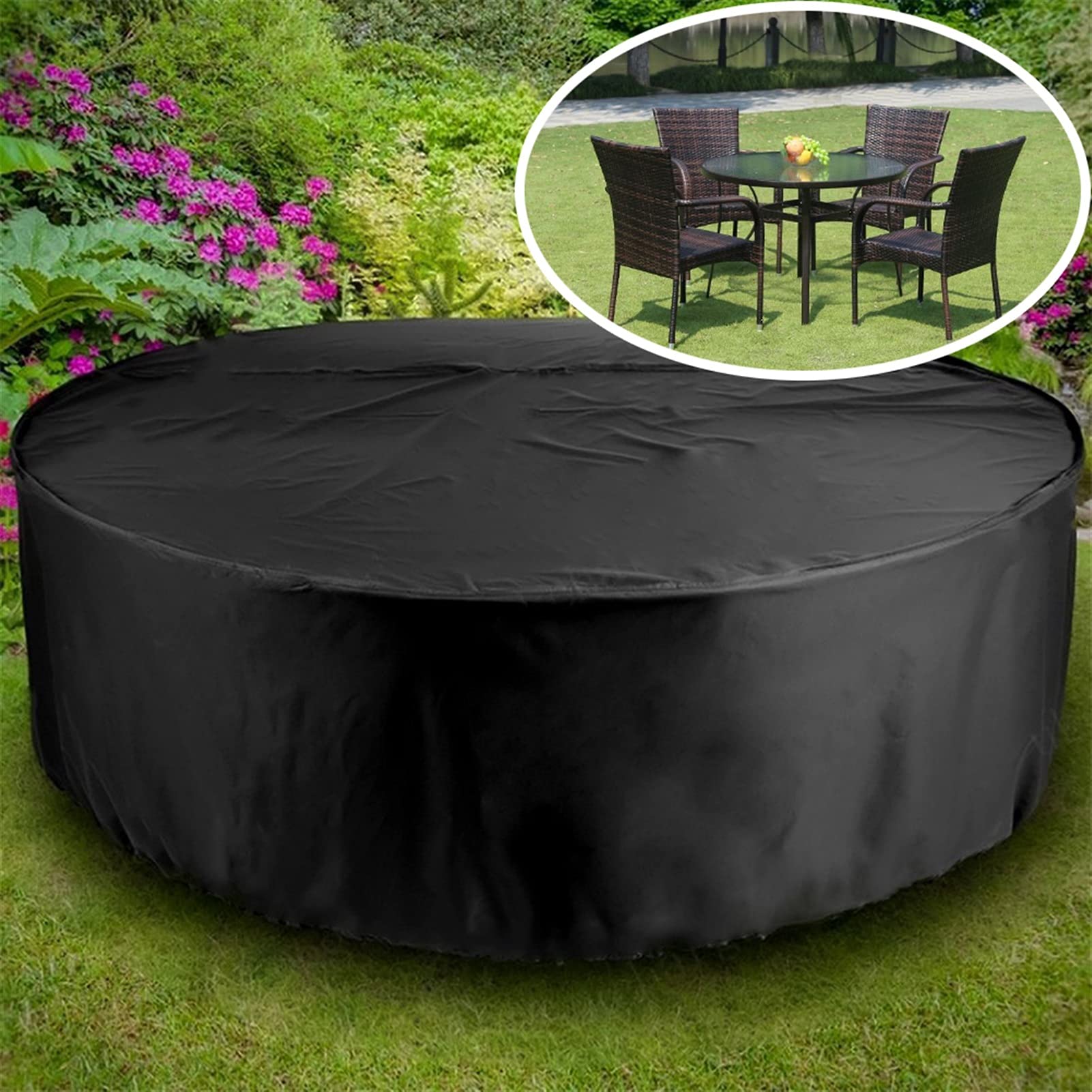 Muebles de jardín al Aire Libre Cubierta de Mesa Redonda Silla de Silla de Mesa Impermeable Oxford Mimbre Sofá Protección Patio Snow Snow Polvo a Prueba de Polvo Cubiertas Funda Muebles Jardin