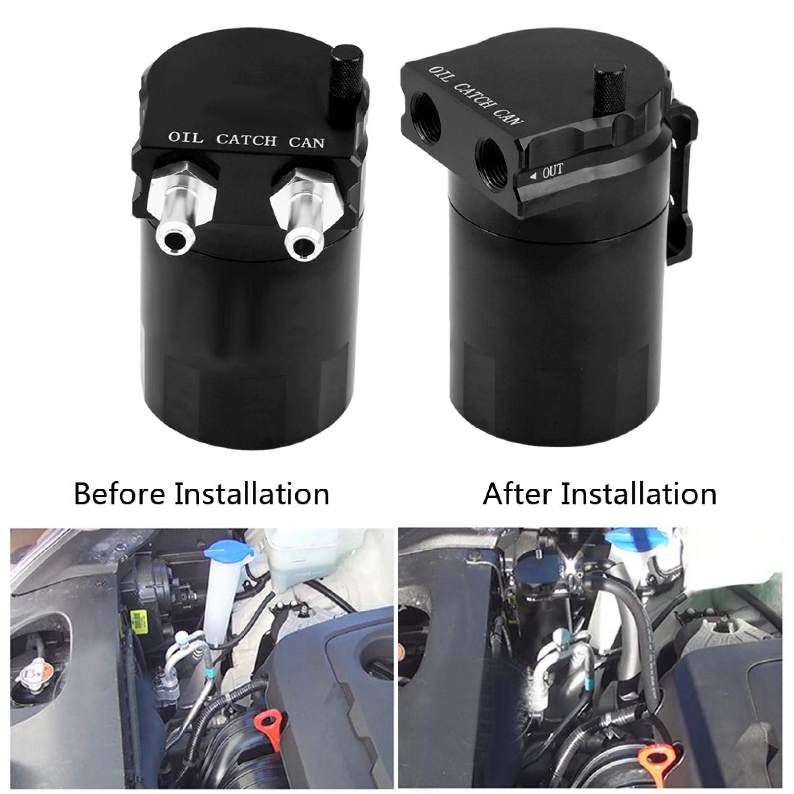 Universal Aluminium Auto Motorölbehälter Catch Can Breather Tank Kit Schwarz