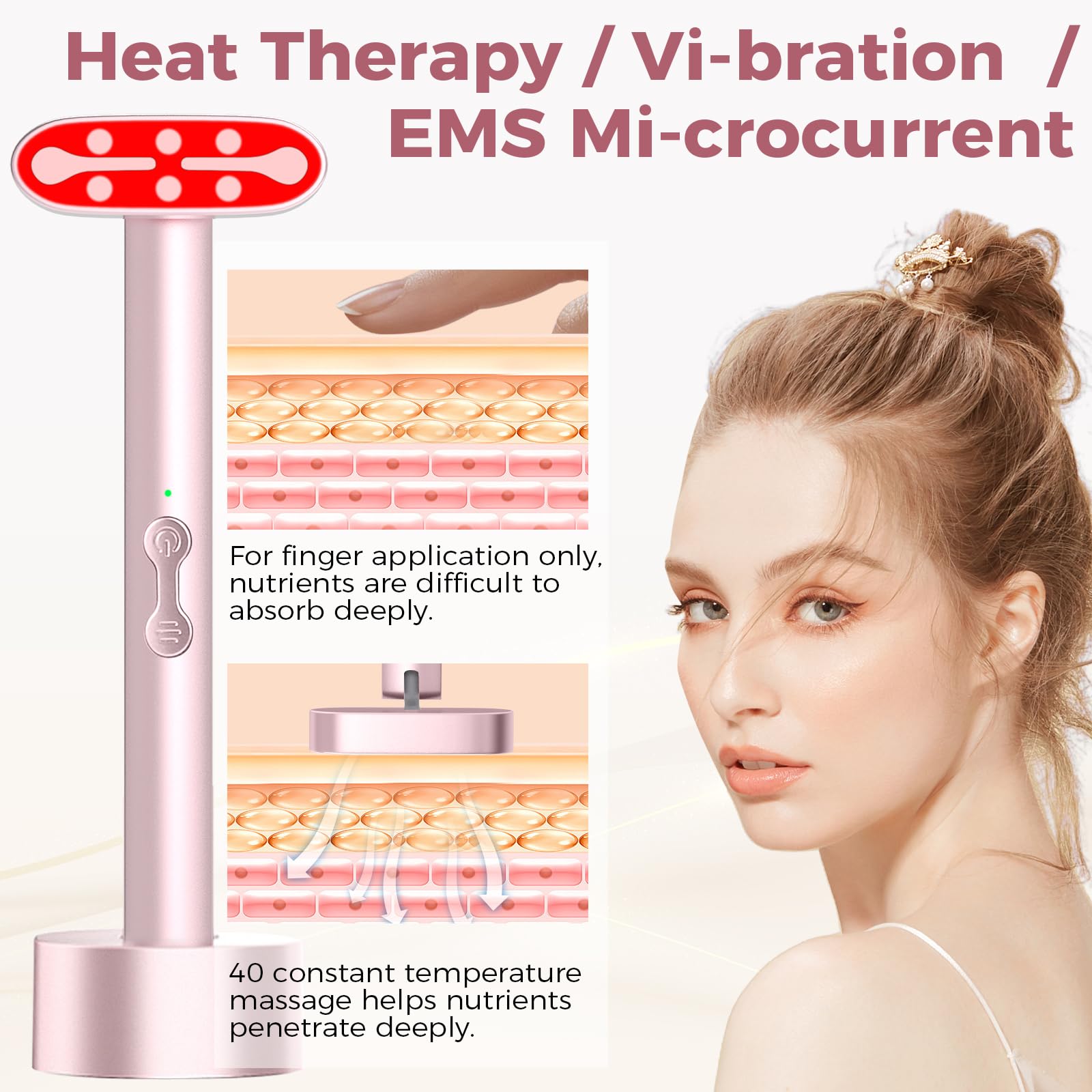 Red Light Therapy Device for Face, LED Facial Massager Wand for Skin Care at Home Face S culpting Tool for Neck — view 7