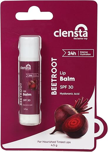 Clensta Beetroot Lip Balm With Hyaluronic Acid Spf 30 With Beetroot & Hyaluronic Acid For Moisture, Hydrates & Lightens Dark Lips For Women & Men…