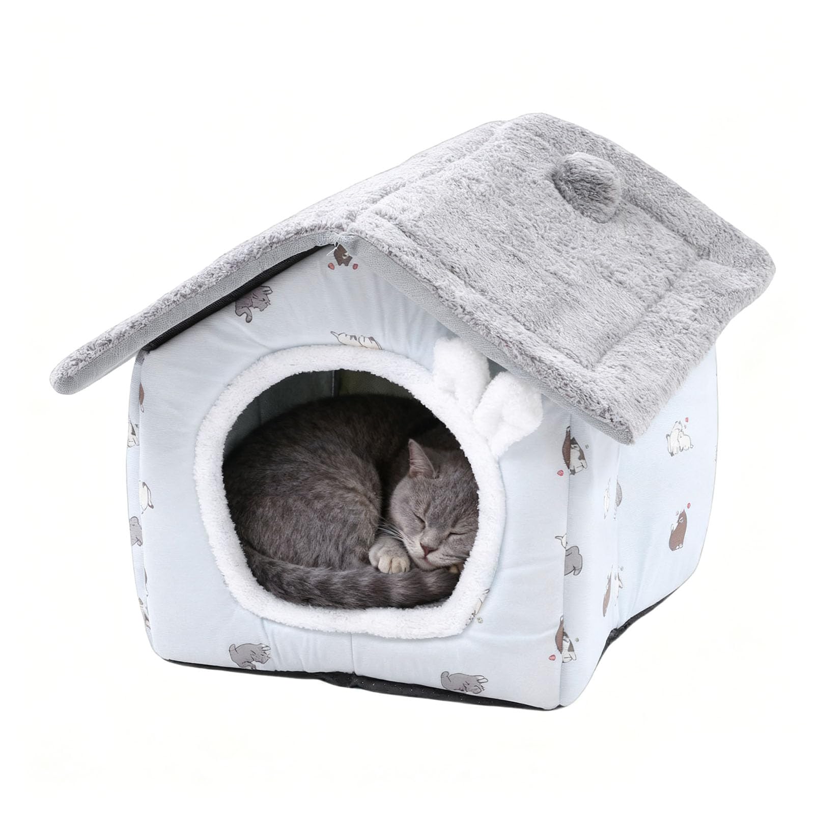 Cuccia Chiusa per Gatti da Interno, Tenda Calda per Grotta per Animali Domestici con Cuscino Lavabile Rimovibile, Accogliente Rifugio per Gatti e Cani di Piccola Taglia, 14,96x14,17x14,17
