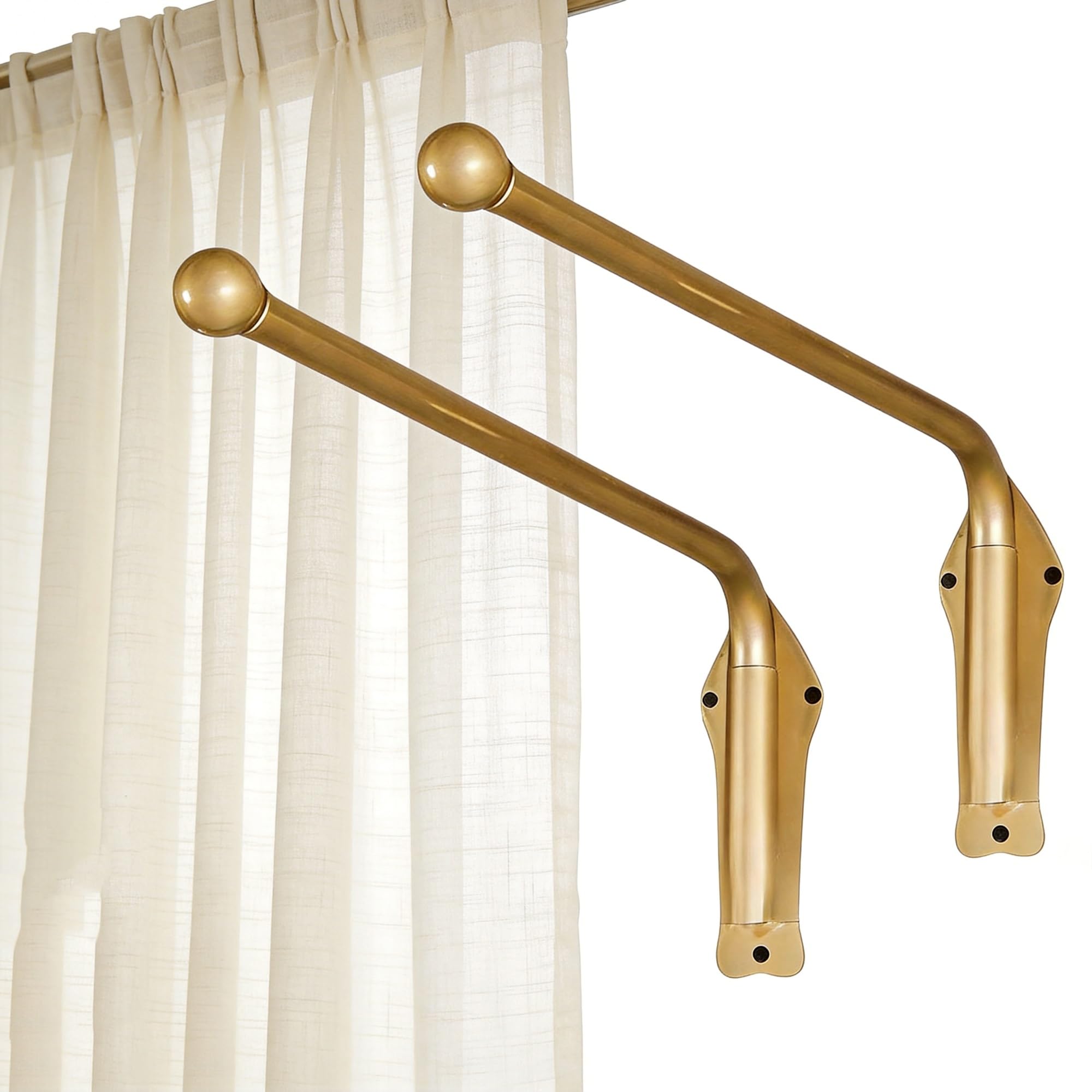 Tringle à rideaux pivotante à 180°, support pour rideaux, disponible en noir et or, lot de 2, pour panneaux latéraux de fenêtre.(Gold,50cm/19.68in)