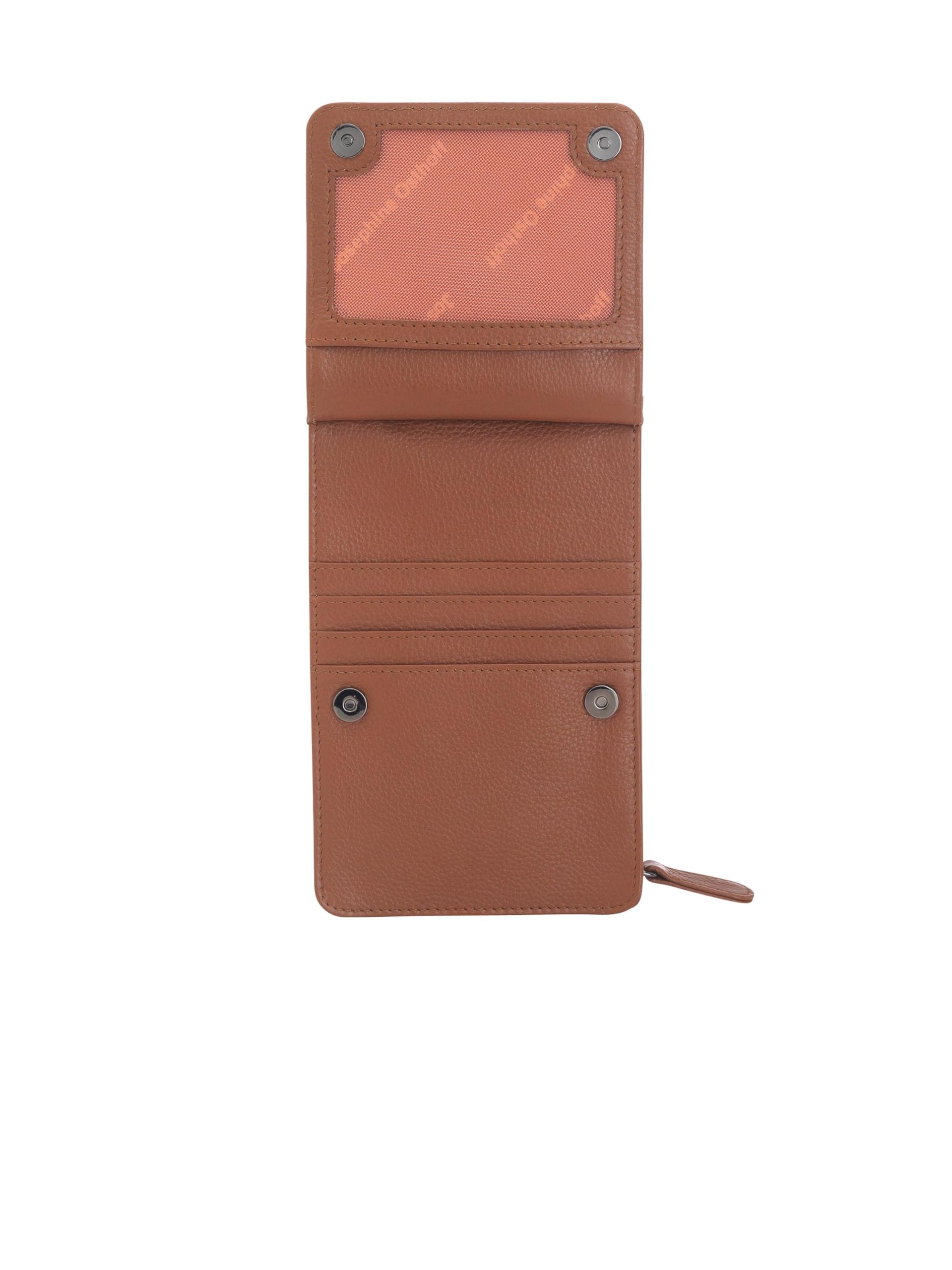 Torebka na telefon komórkowy do zawieszenia damska mała, prawdziwa skóra, torba na ramię na telefon komórkowy, smartfon, torba z ochroną RFID, zamek błyskawiczny Crossbody (100), Caramel, 17 x 10 x 4 cm