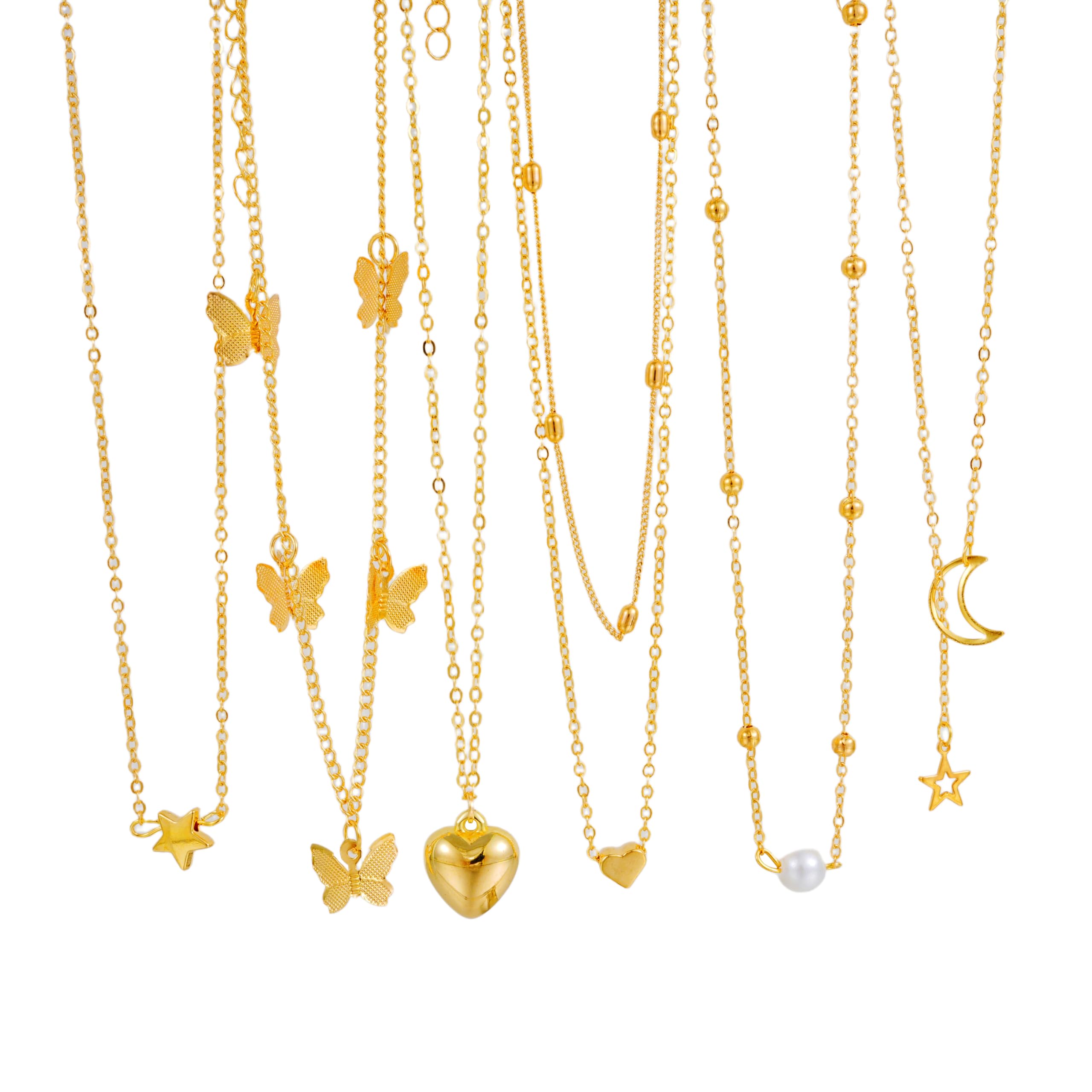 youbella Jewellery Gifts Stylish Latest Gold Plated 6 Pcs Pendant Necklace Chain Set for Girls and Women (YBNK_50624) (Gold)-picture-46