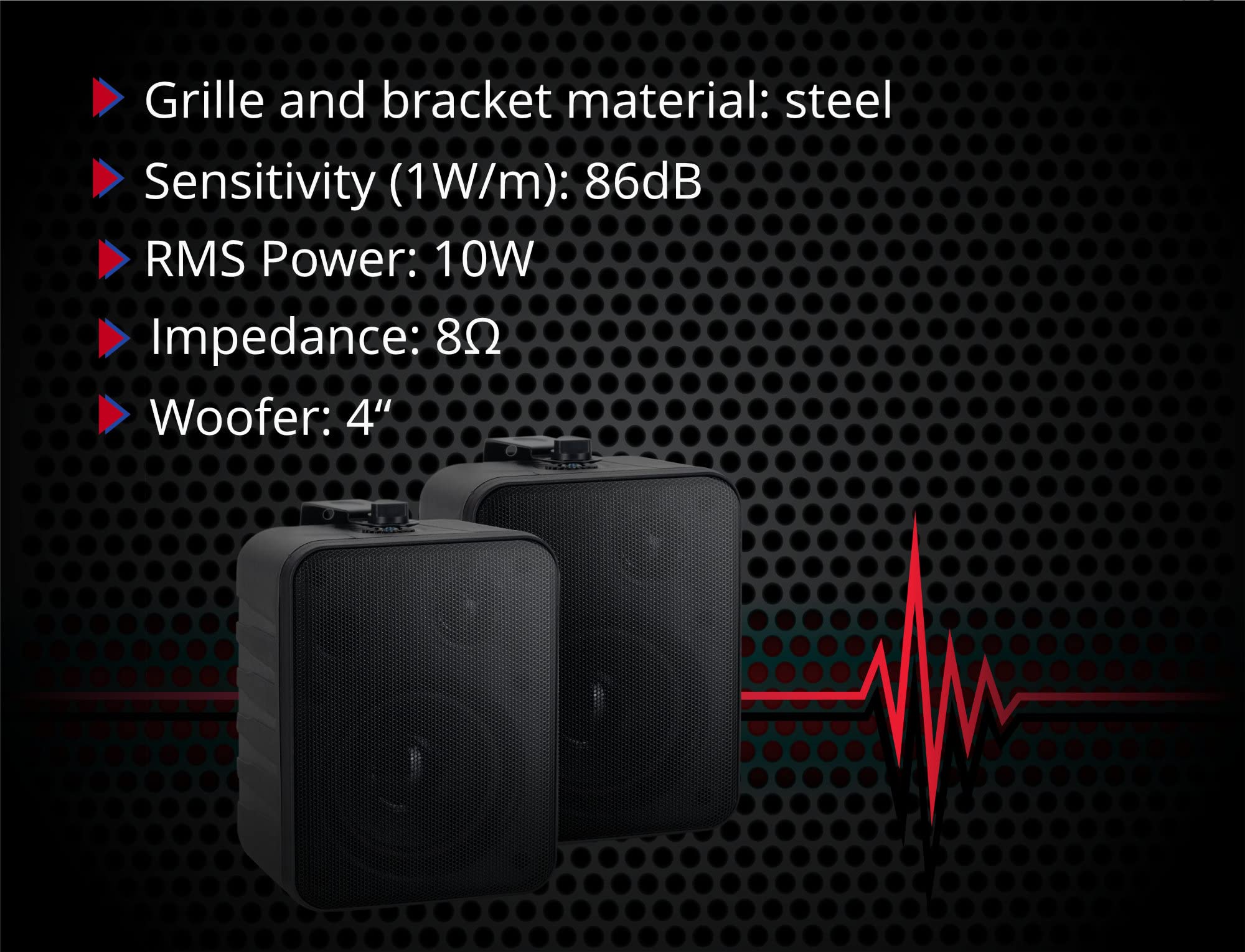 McGrey One Control BK MKIII Lautsprecher 4 Paar - Kompakt-Boxen für Installation, Studio oder HiFi - 10 Watt RMS - 4" Woofer, 0,5" Hochtöner - Inkl. Montagebügel zur Wandbefestigung - Schwarz