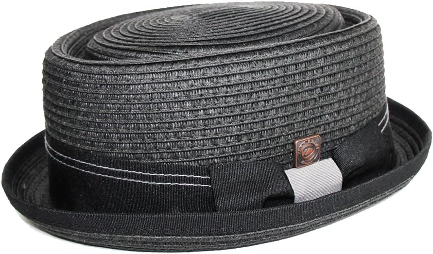 Mens Summer Paper Straw Skimpy Brim Retro Porkpie Hat