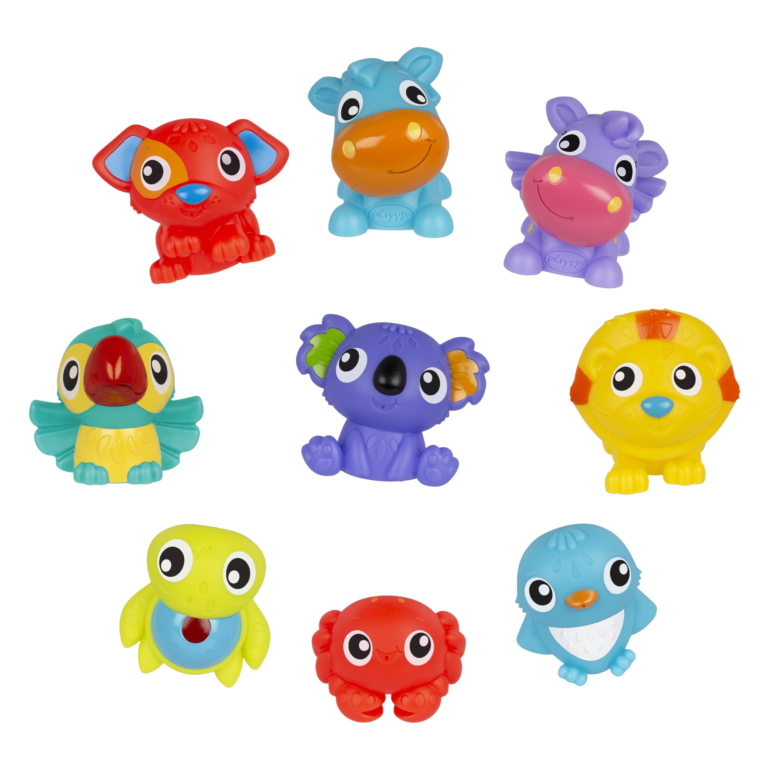 Playgro First Fun Floaties Pack, w pełni uszczelniony, atrakcyjna zabawka do kąpieli dla niemowląt do rozwoju sensorycznego i zabawy, ponad 6 miesięcy