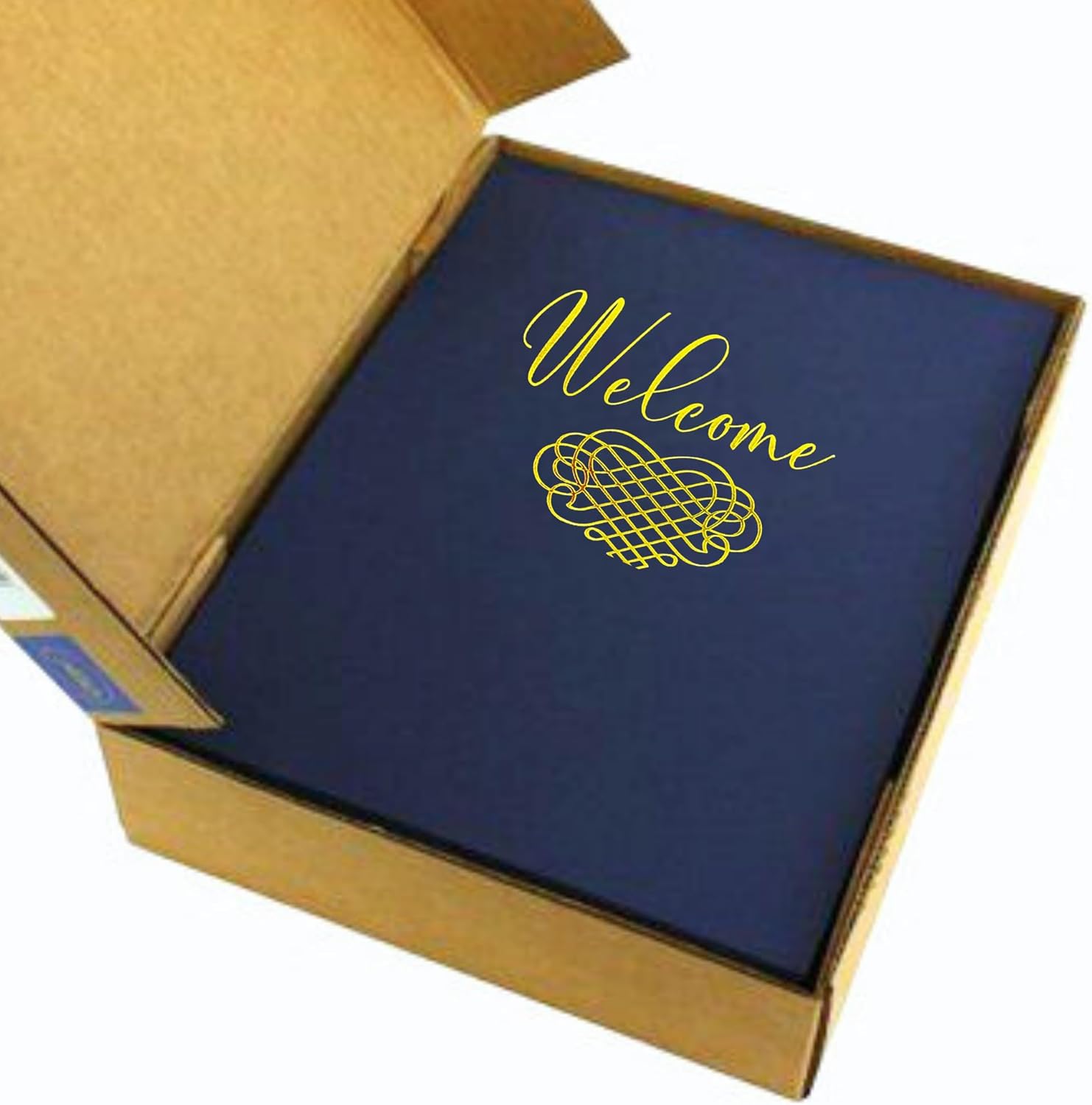 Welcome Packet Folders Dark Blue Linen Luxury with Two Pockets | 25 pk 9x12” Gold Foil Membership, Church, Team, New Hire, Visitors Business Card Insert HR Professional