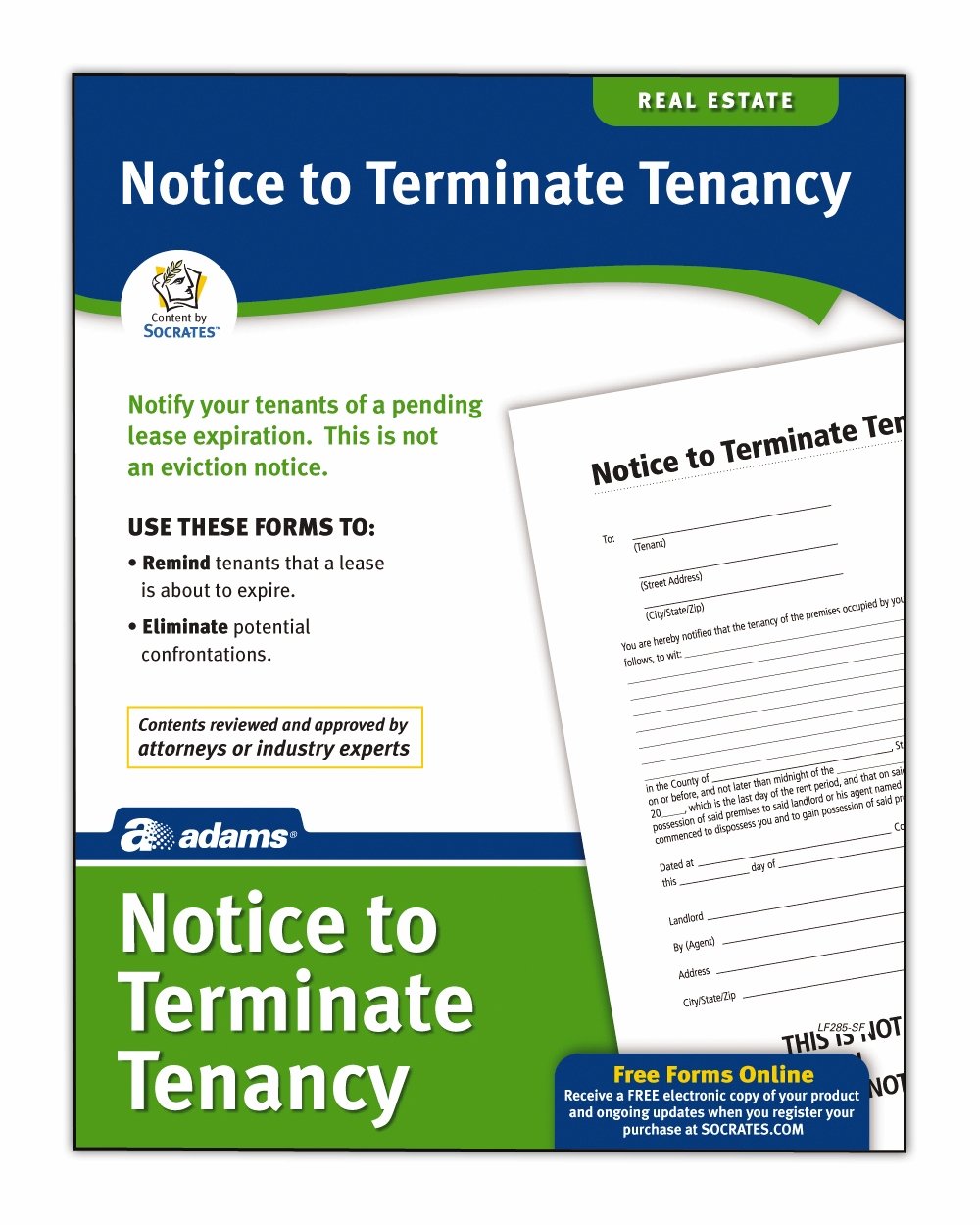 Amazon.com : Adams Notice to Terminate Tenancy Forms, Includes  Downloadable, Fillable Digital Forms, White (LF285) : Legal Forms : Office  Products