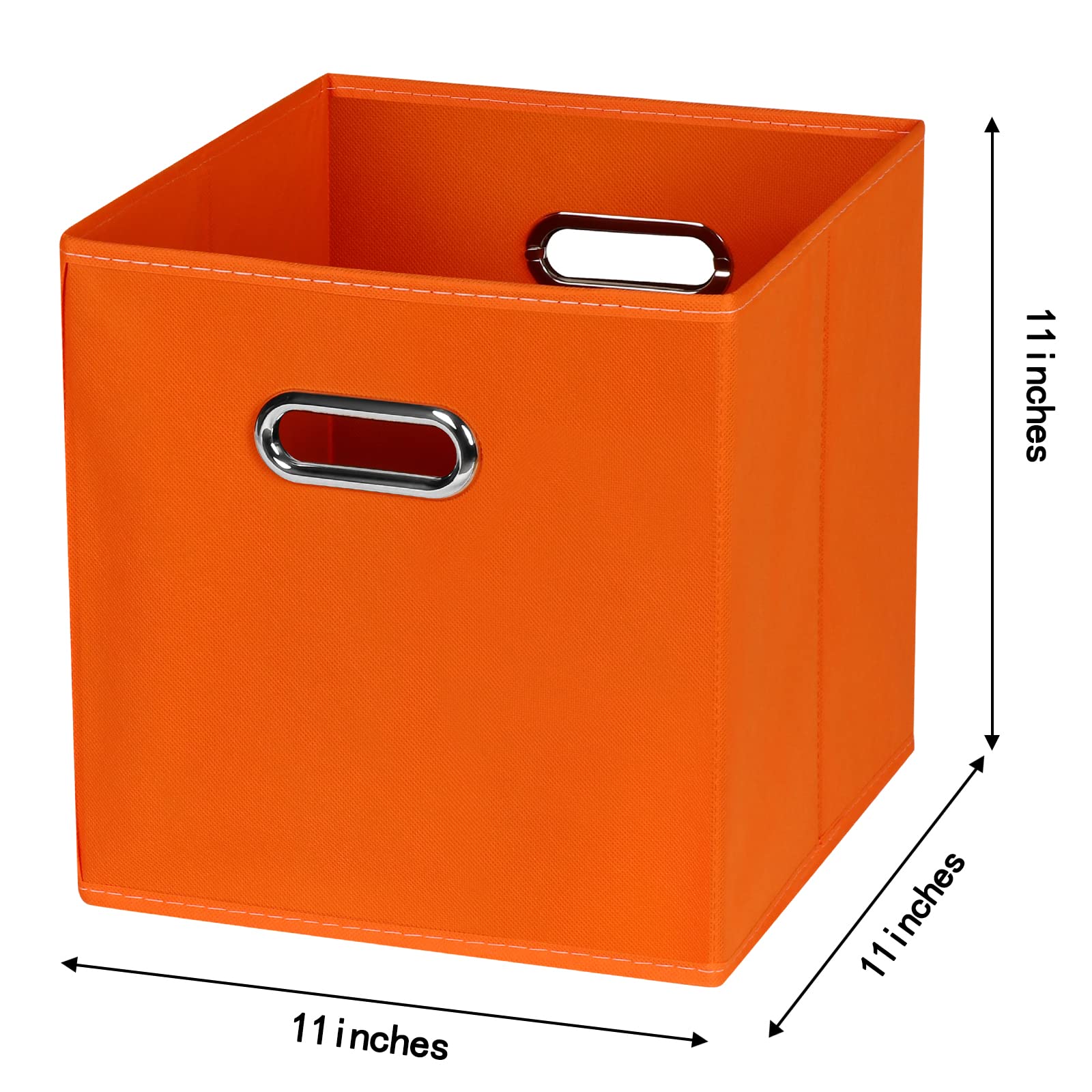 STOREONE Stoff-Aufbewahrungskörbe, Würfelkörbe, Behälter (28,9 x 28,9 x 28,9 cm) mit zwei Griffen für Regal, Schrank, Kinderzimmer, Schlafzimmer, Organizer, faltbar, 6 Stück, Orange