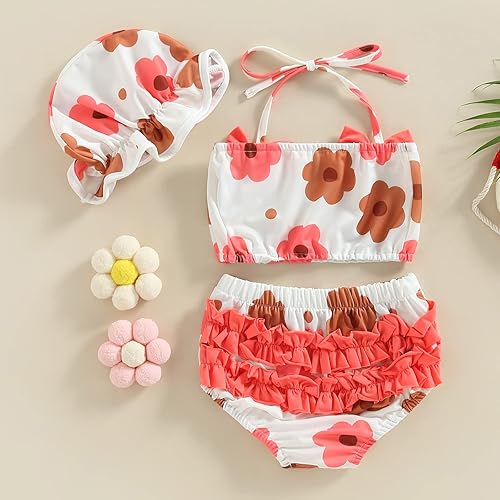 Miniatura 7 de Trajes de baño para niña pequeña, traje de baño para bebé, conjunto de bikini, traje de baño de 3 piezas, traje de playa de verano, parte superior y