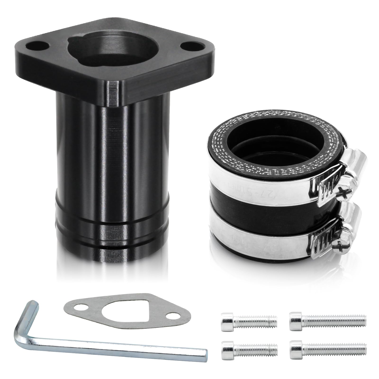 Upgraded Intake Manifold for Predator 212cc 196cc 224cc Engine Performance Parts, for PWK 24mm 28mm Carburetor Coleman ct200u bt200x b200cc b200r kt196 Mini Bike Go Kart (Black)