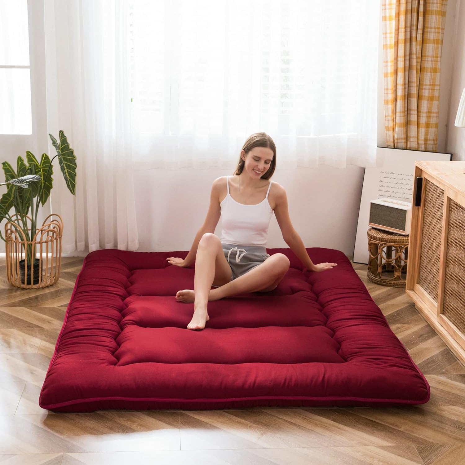 MAXYOYO Japanse vloermatras, futonmatras, dikkere tatami-mat