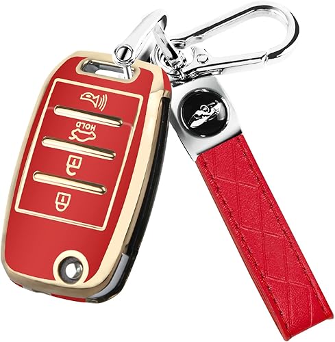 Funda para llavero Kia Flip, TPU suave de 4 botones, para Sorento Sportage Rio Soul Forte Optima Carens Picanto sin llave, llavero plegable, color