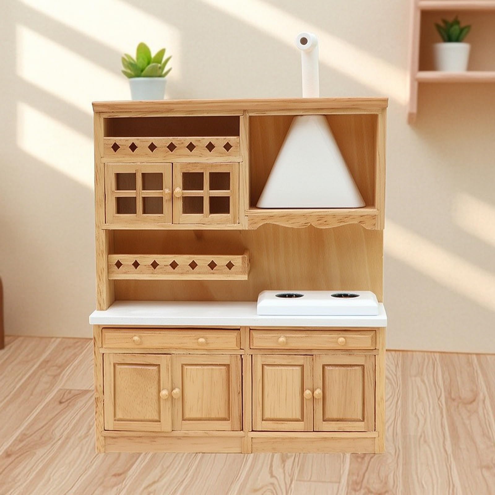 in Miniatura in Legno di Gomma 1/12 con Maniglie Tonde E Piano Superiore Liscio per Espositori Domestiche Adatto per Collezionisti E Giocattolo