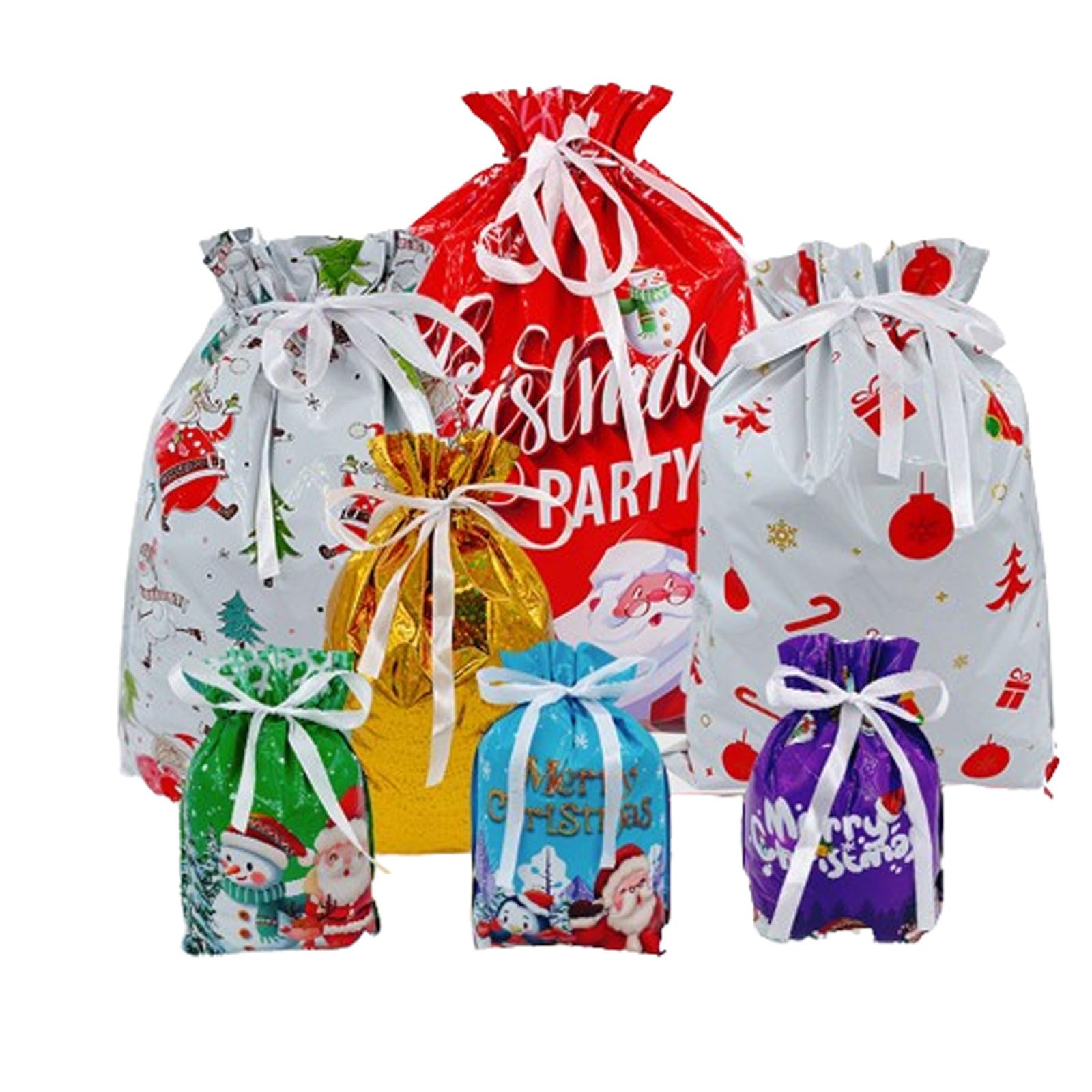 Torby do pakowania prezentów świątecznych, plastikowe słodkie przysmaki Goody Chocolate Bag, duże, średnie i małe torby, na zaopatrzenie imprezy(28 Sets One (4 Each))