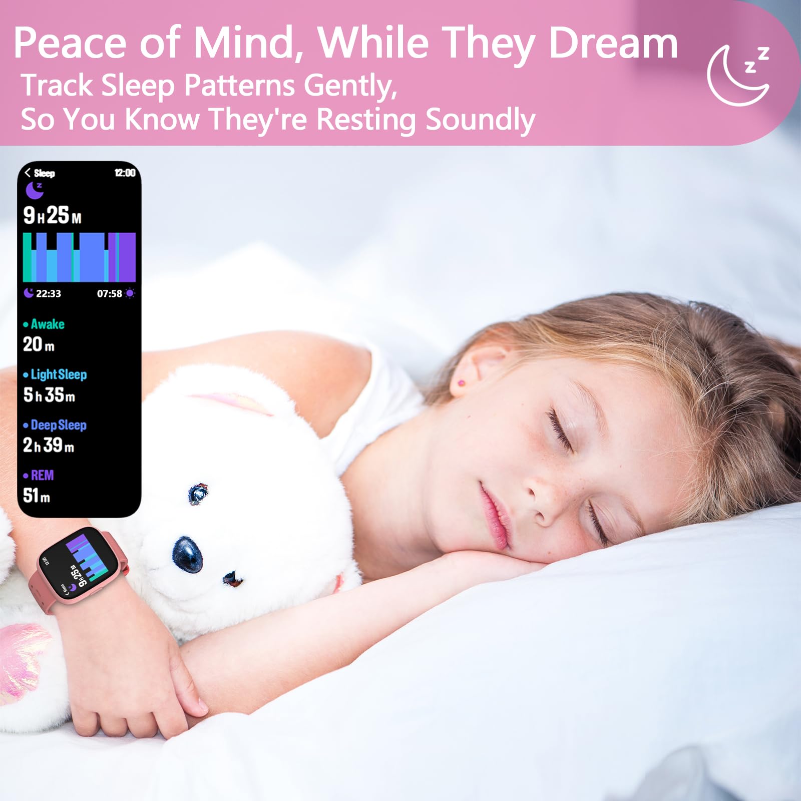 Smart Watch per bambini con Find My (solo iOS), orologio fitness tracker touch screen da 1,83", 80 contapassi, contacalorie con giochi di puzzle per ragazzi e ragazze 7-10 con/senza app, PL