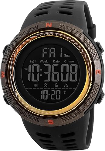Miniatura 10 de SKMEI Reloj para hombres, reloj digital redondo deportivo militar con luz LED impermeable, cronómetro, cuenta regresiva, alarmas, fecha, cronógrafo