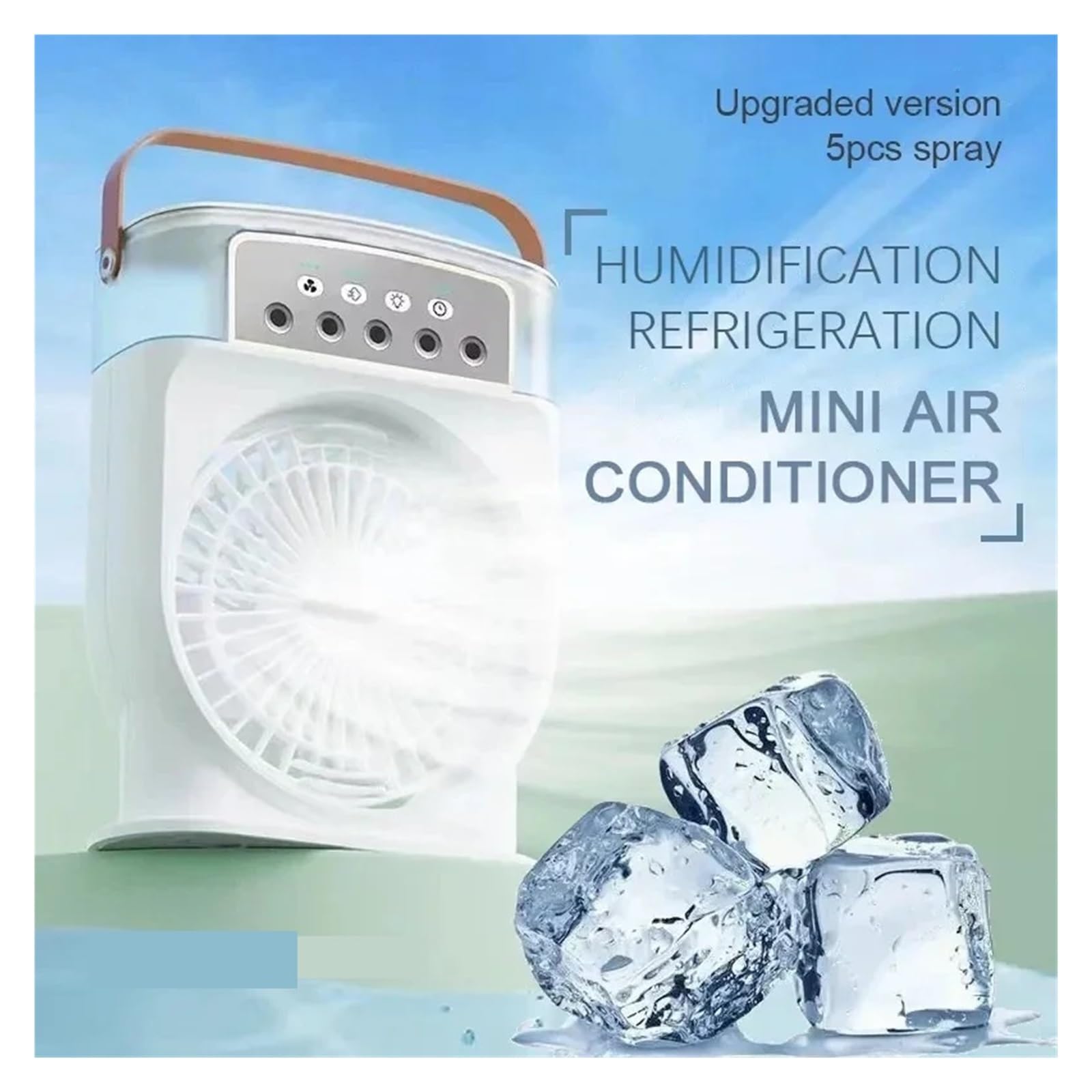 Klimatyzatory PrzenośNe Nawilżacz Powietrza 3 W 1 Chłodzenie Wentylator USB LED Lampka Nocna Mgła Wodna Zabawa Wentylator Nawilżający Spray Wentylator Elektryczny łAtwe W UżYciu(Green USB)