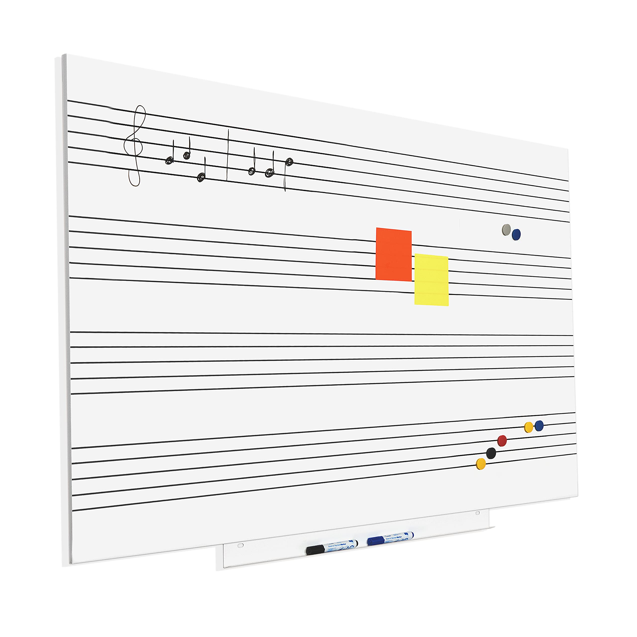 Rocada | Pizarra Blanca con Pentagrama | Pizarra Magnética con Pentagrama Musical | Fácil Borrado en Seco | Horizontal sin Marco | 100 x 150 cm