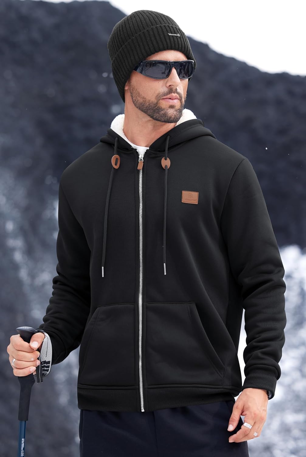 Men's Zip Up Sherpa-Lined Hoodie Jackets Winter Midweight Fleece Sweatshirt - Image 8