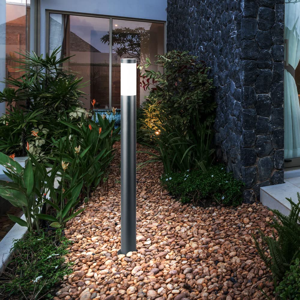 Smart Home RGB LED Außen Steh Lampe Edelstahl Säule Garten Wege Beleuchtung dimmbar Rasen Blumenbeet Vorgarten Stand Leuchte Sprachsteuerung App steuerbar über Handy