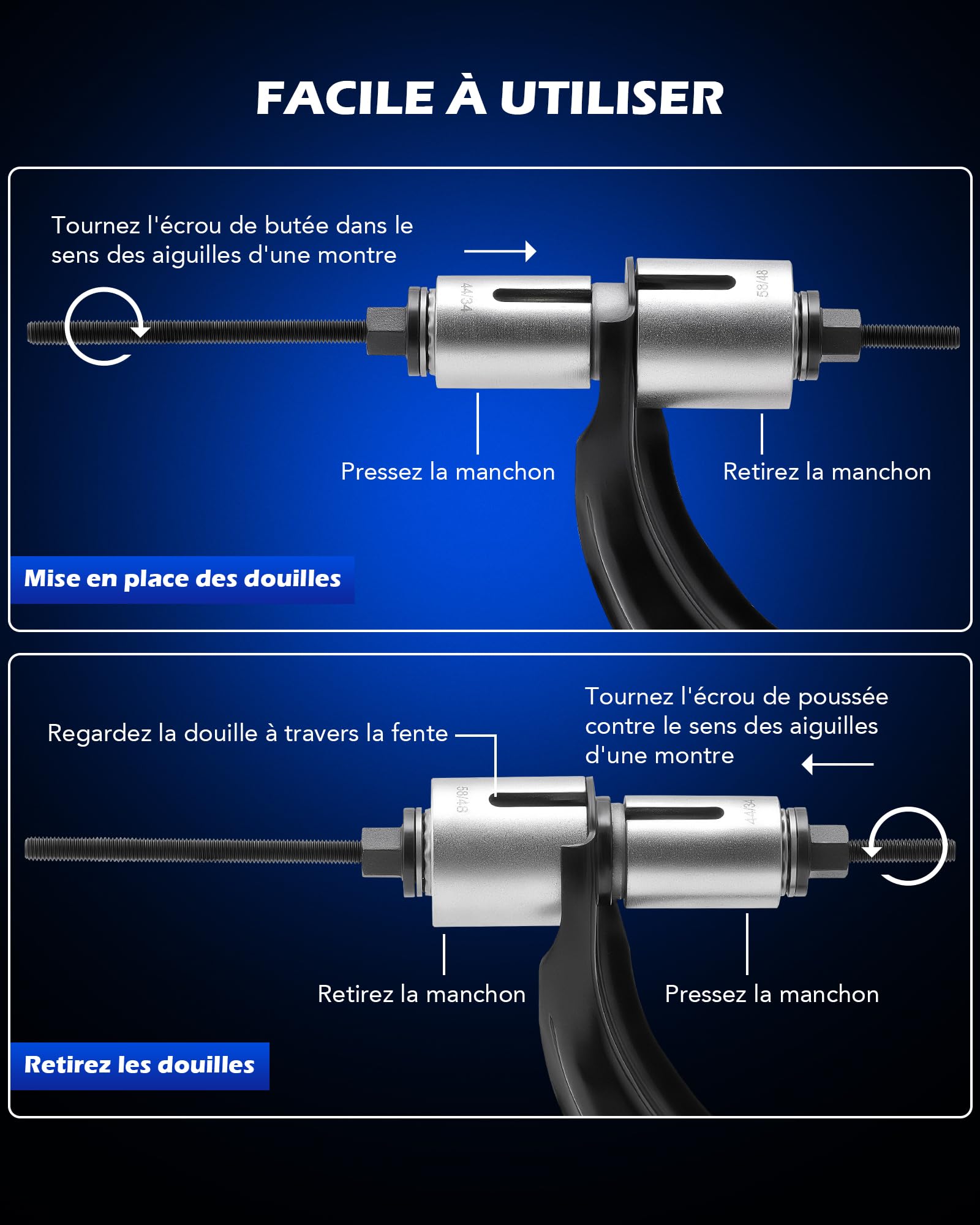 Orion Motor Tech 27 PCS Extracteur de Roulements de Roue Arrache Roulement pour Véhicules à Moteur LCV HGV, Kit de Montage et Démontage de Roulements de Roulement Universel 5 Broches de Traction