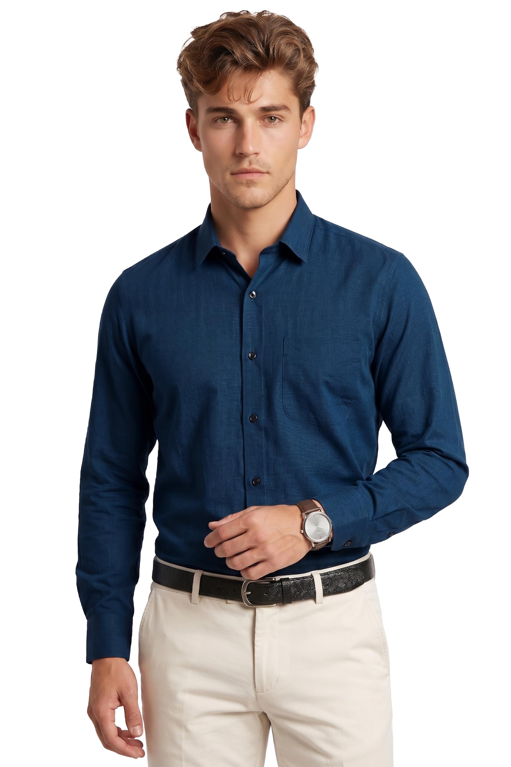 peter england Men's Everday Regular Fit Solid Shirt | Cotton Rich | 5-Pin Pocketing-picture-11