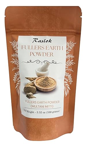 Polvo 100% puro Fullers Earth  Multani Mitti orgánico para la cara  Sin fragancia añadida  Paquete de máscara de barro natural para la cara (3.52
