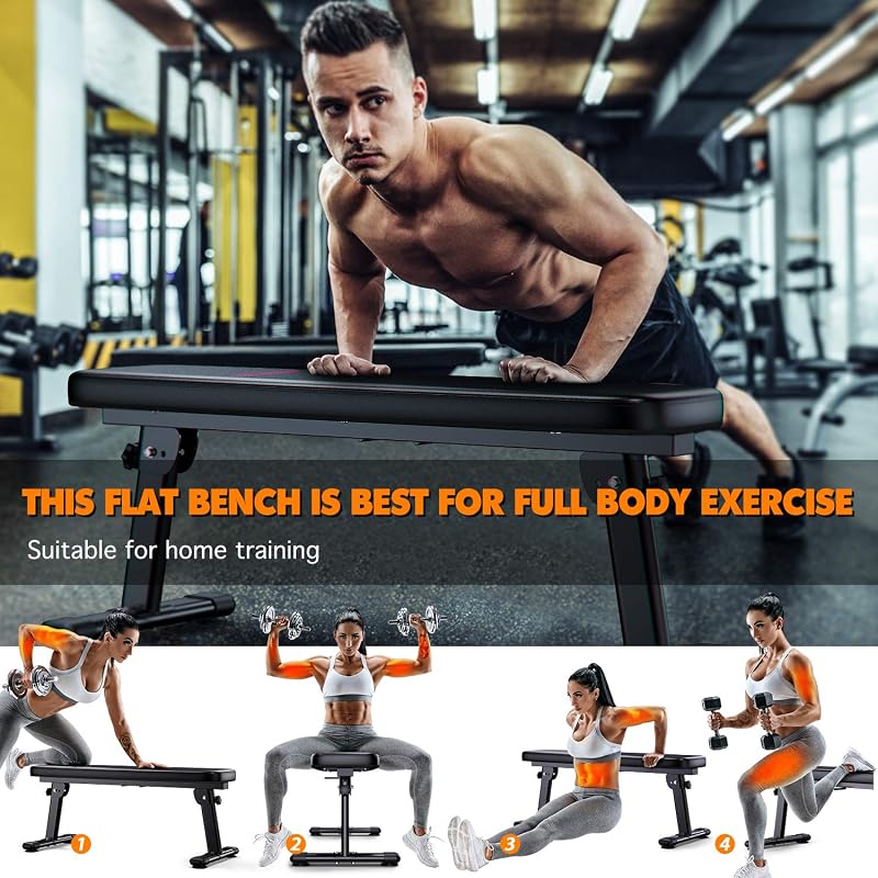 WINNOW Összecsukható Edzőpad Hordfogannyal, Multifunkcionális Fitnesz Pad Otthoni Edzéshez