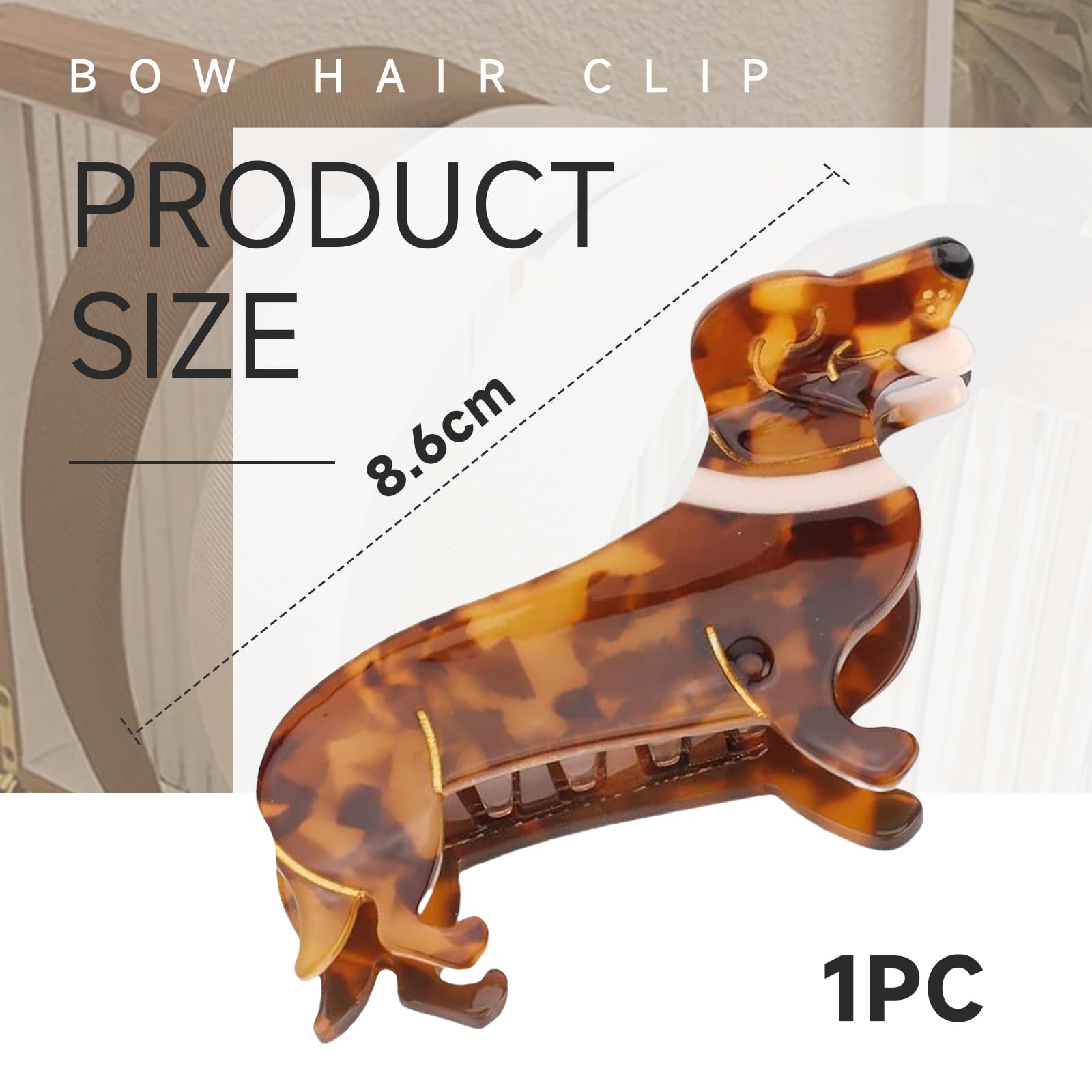 Cosmeria Dachshund Hair Clip for Women And Girls Funny Volume Clip Made Of Acetate - Image 2