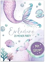 Häfft Lernfreunde 12 x Invitation Cards Children's Birthday A6 Mermaid Party Invitations for Children, Birthday Invitations - Sustainable and Climate Friendly