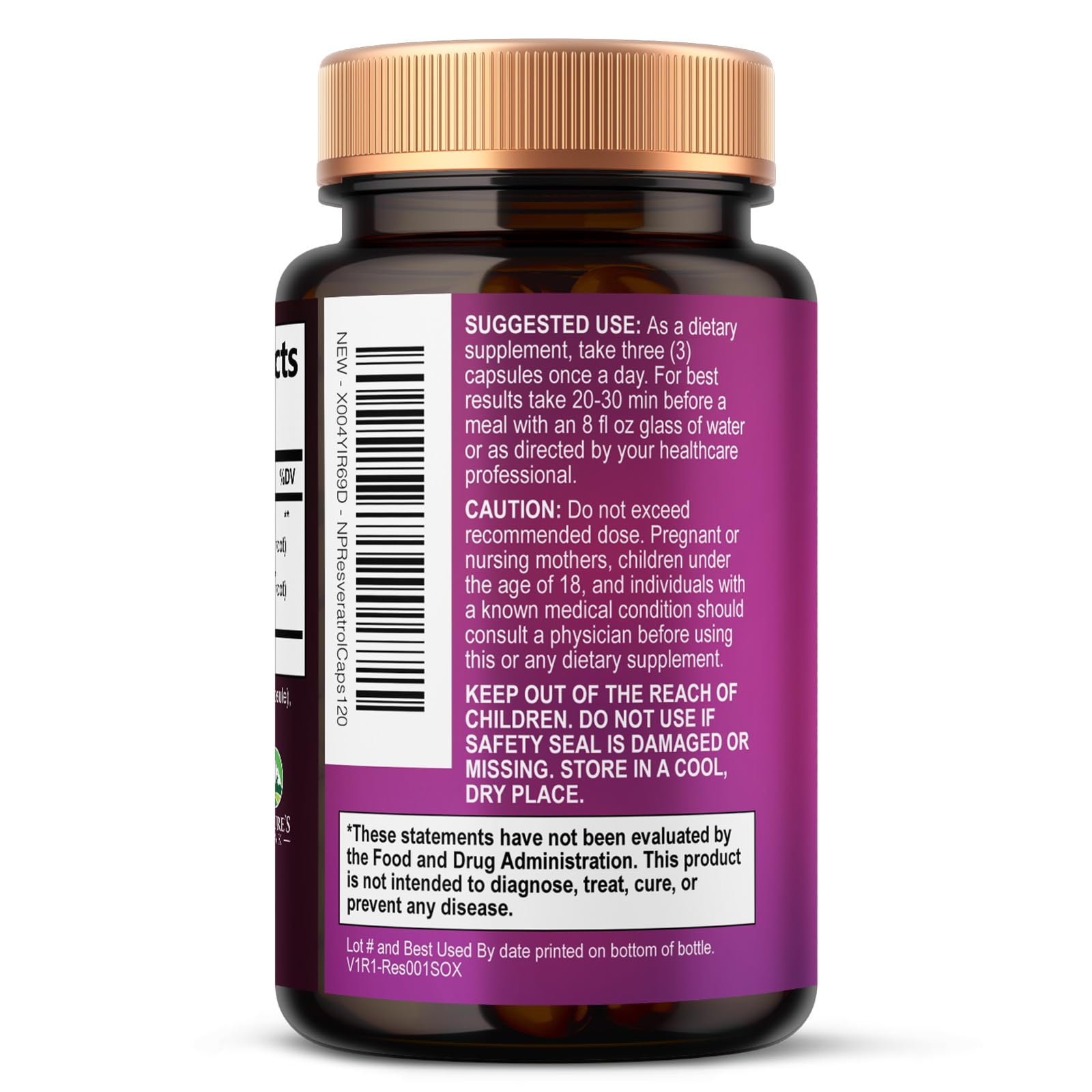 100% Natural Resveratrol 1800mg - 3X Strength Trans-Resveratrol Pills for Heart Health, Best Resveratrol Supplements, Potent Polyphenols Antioxidant Complex, Non-GMO, Bottled in USA - 120 Capsules — Amazon image 8