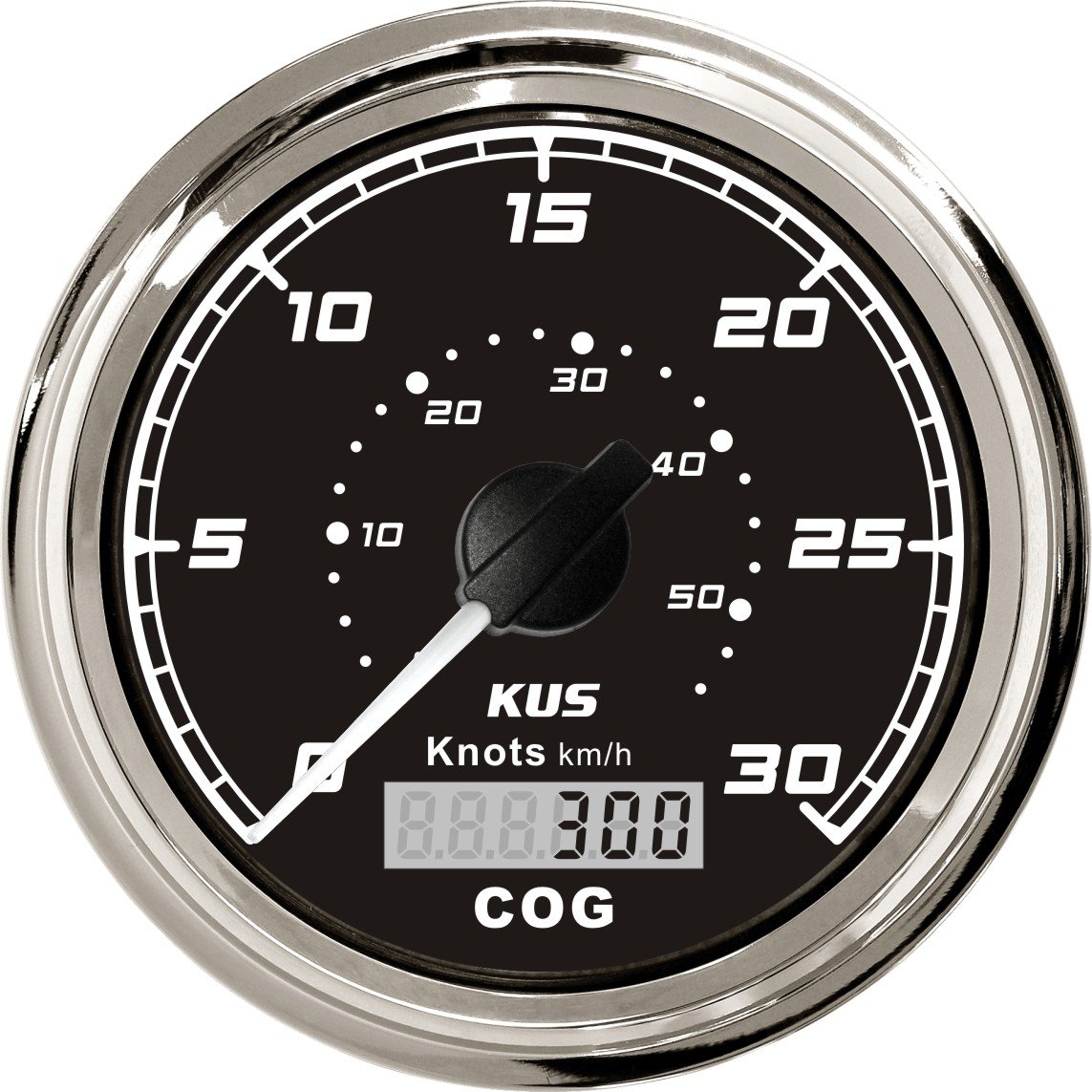 KUS GPS Contachilometri contachilometri calibro 30 nodi per barche 85mm 12V/24V (nero)