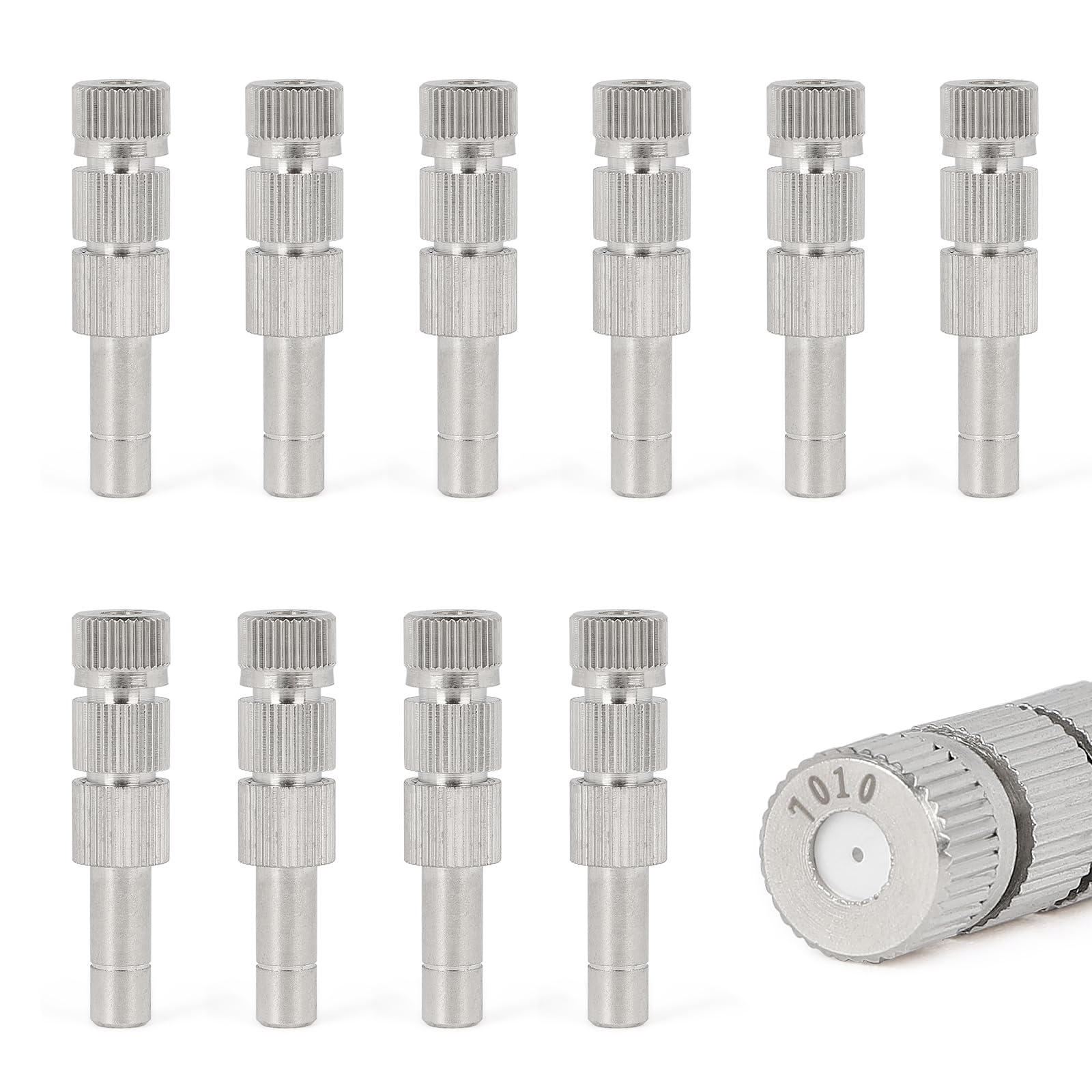 EFUTURETIME 10 x dysza przeciwmgielna niskociśnieniowa, 0,7 mm, ceramika, dysze przeciwmgielne, mosiężne dysze z filtrem do złączy 6 mm