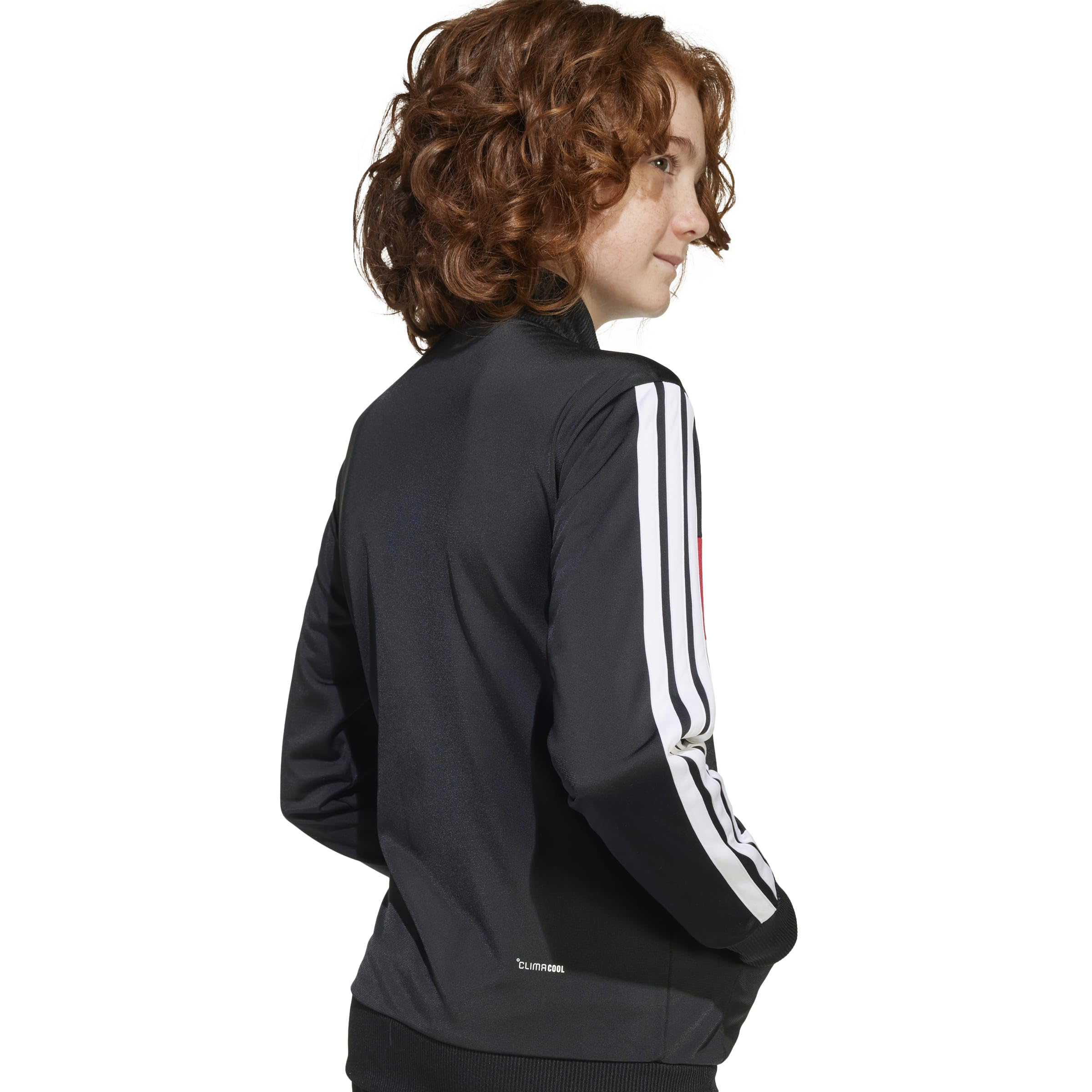 adidas Unisex niños Seasonal Essentials Tiberio 3 Stripes Tricot Track Suit, black/white/pure ruby, 7-8 Years