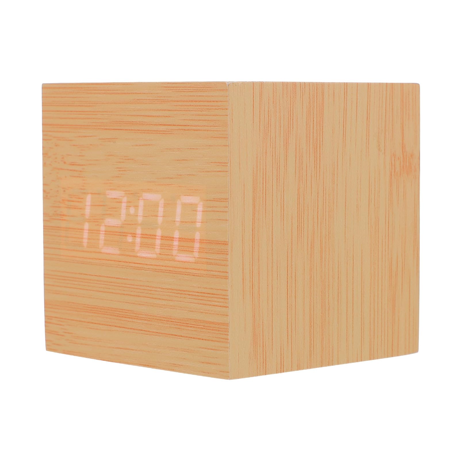 Kichvoe Wooden LED Alarm Clock Digital Electronic Clock with Temperature Display Voice Control Night Light for Bedroom Office Desk Silent USB Charging