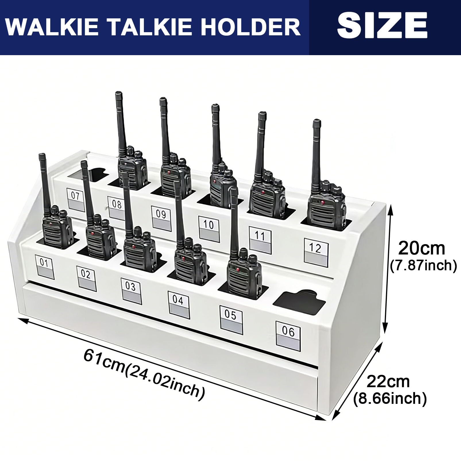 Walkie-Talkie-Halterung, Organizer für Zwei-Wege-Funkgeräte, robustes Walkie-Talkie-Aufbewahrungsgestell aus Stahl, universelle Ladestation für Handfunkgeräte, geeignet für Büro, Lager und B