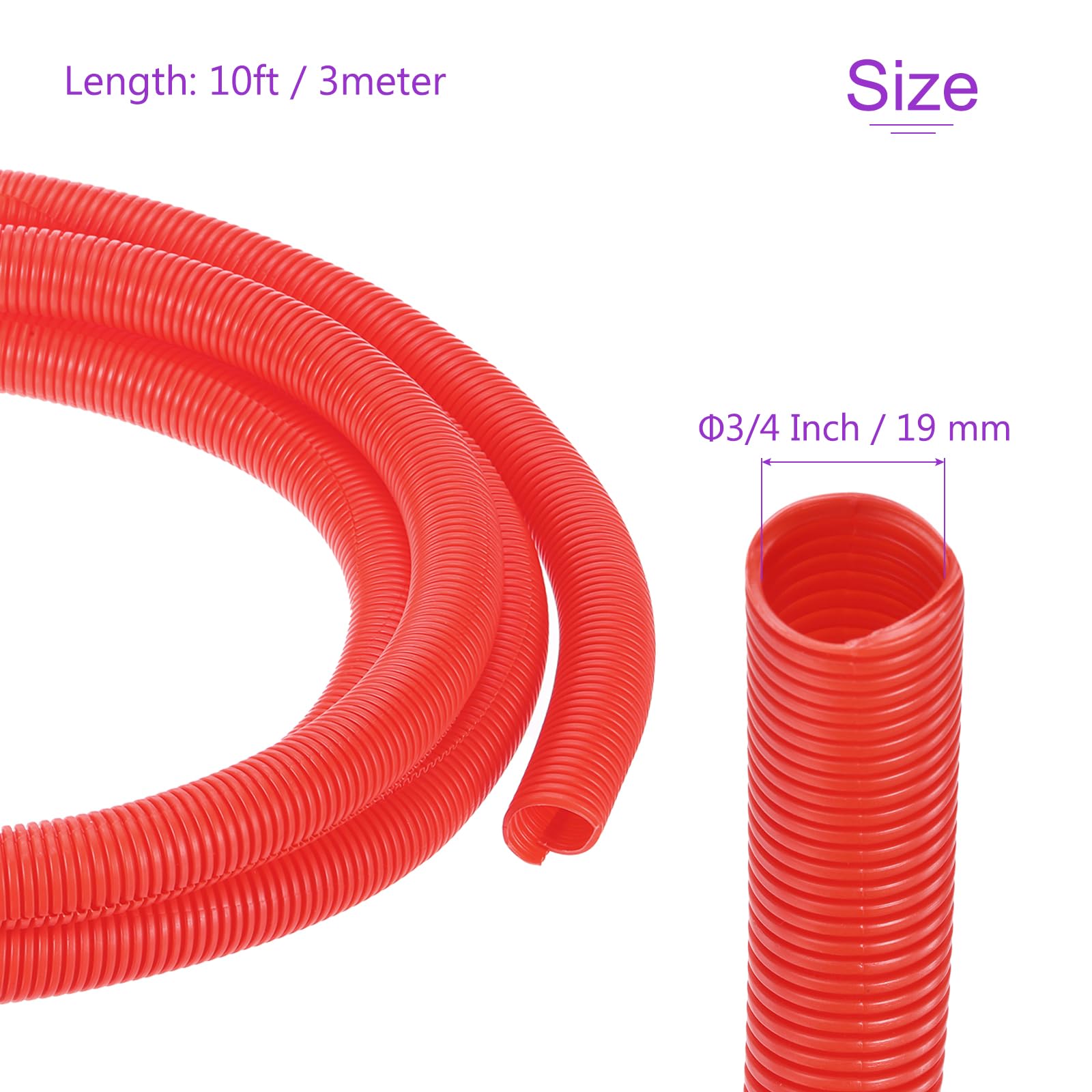 DMiotech 3meter Wire Loom Split Tubing 19mm, Cord Protectors from Pet Flexible Conduit Cable Management for Office, Home, Garden, Red - Image 3