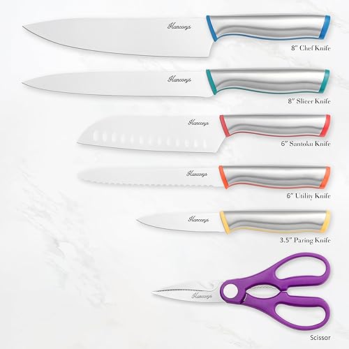 Miniatura 3 de Knife Set, 11 Pcs Kitchen Knives Set, Enduring Razor-Sharp German High Carbon Stainless Steel Chef Knife Set with 5 Blade Guards, Perfect Holiday