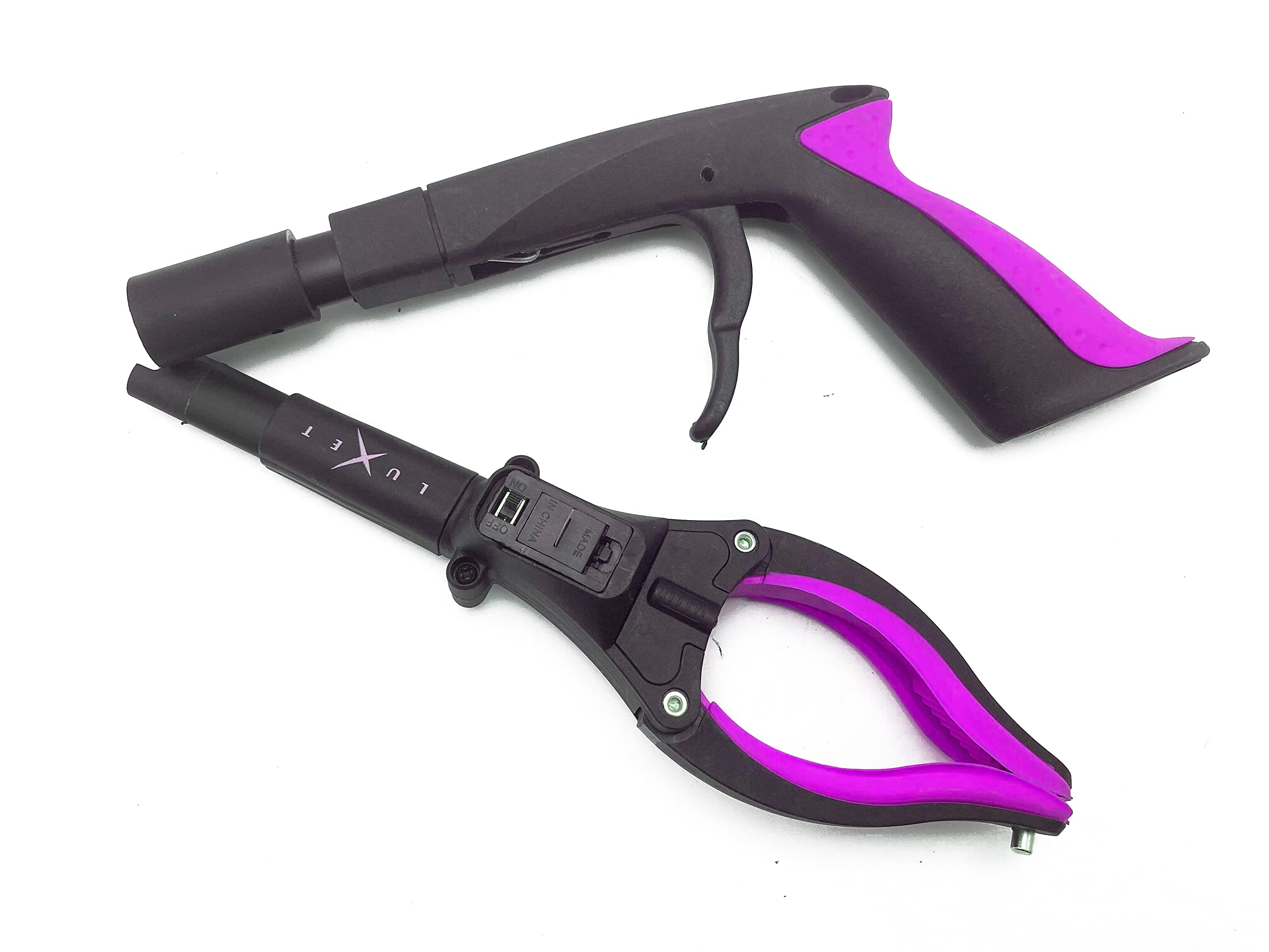 Luxet Greifwerkzeug, 48,3 cm, Aluminium, magnetische Klaue mit LED-Licht, leicht, faltbar, Greifwerkzeug, Greifer für ältere Menschen, Greifwerkzeug, Müllpicker, Greifer, Rosa, 2 Stück