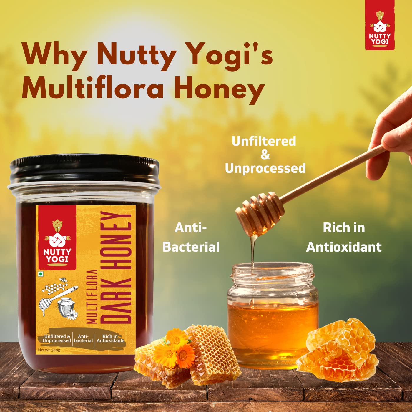 Nutty Yogi Multiflora Honey 500 gm 1