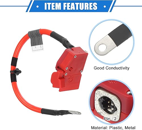 Miniatura 4 de VekAuto Cable de terminal de batería positivo para automóvil compatible con BMW 330i 330i XDrive 2023, fusible rojo de plástico duradero, cable de