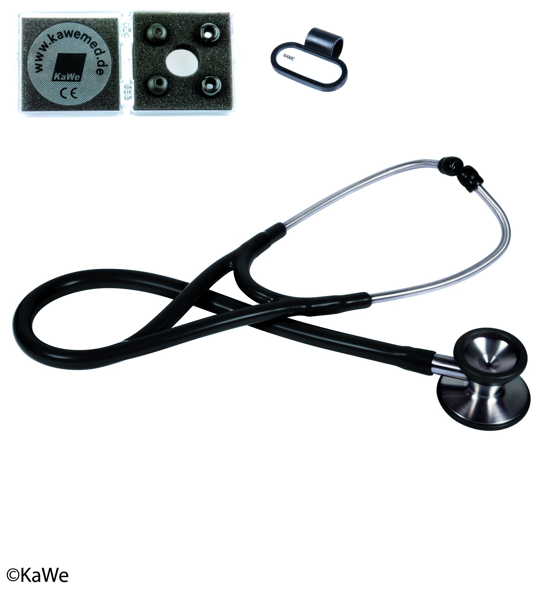 KaWe Stethoskop Profi Kardiologie MIT GRAVUR (Schwarz)