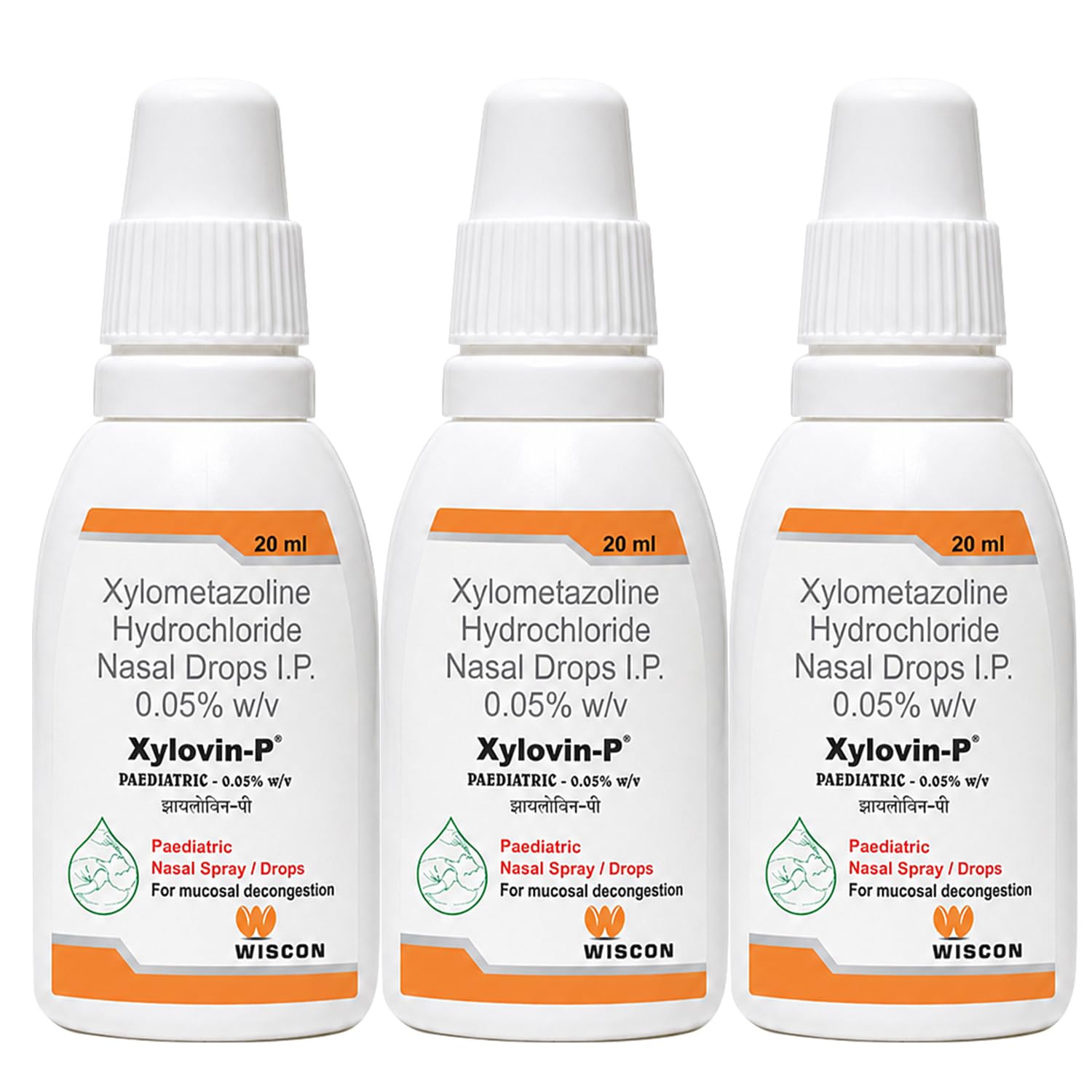 Wiscon Xylovin Pediatric 0.05% Nasal Drops for Children 20ml (Pack Of 3 ) | Xylometazoline Hydrochloride 0.05% w/v | Fast Relief from Blocked Nose & Nasal Congestion | Long-Lasting Relief Up to 10 Hours-image-32