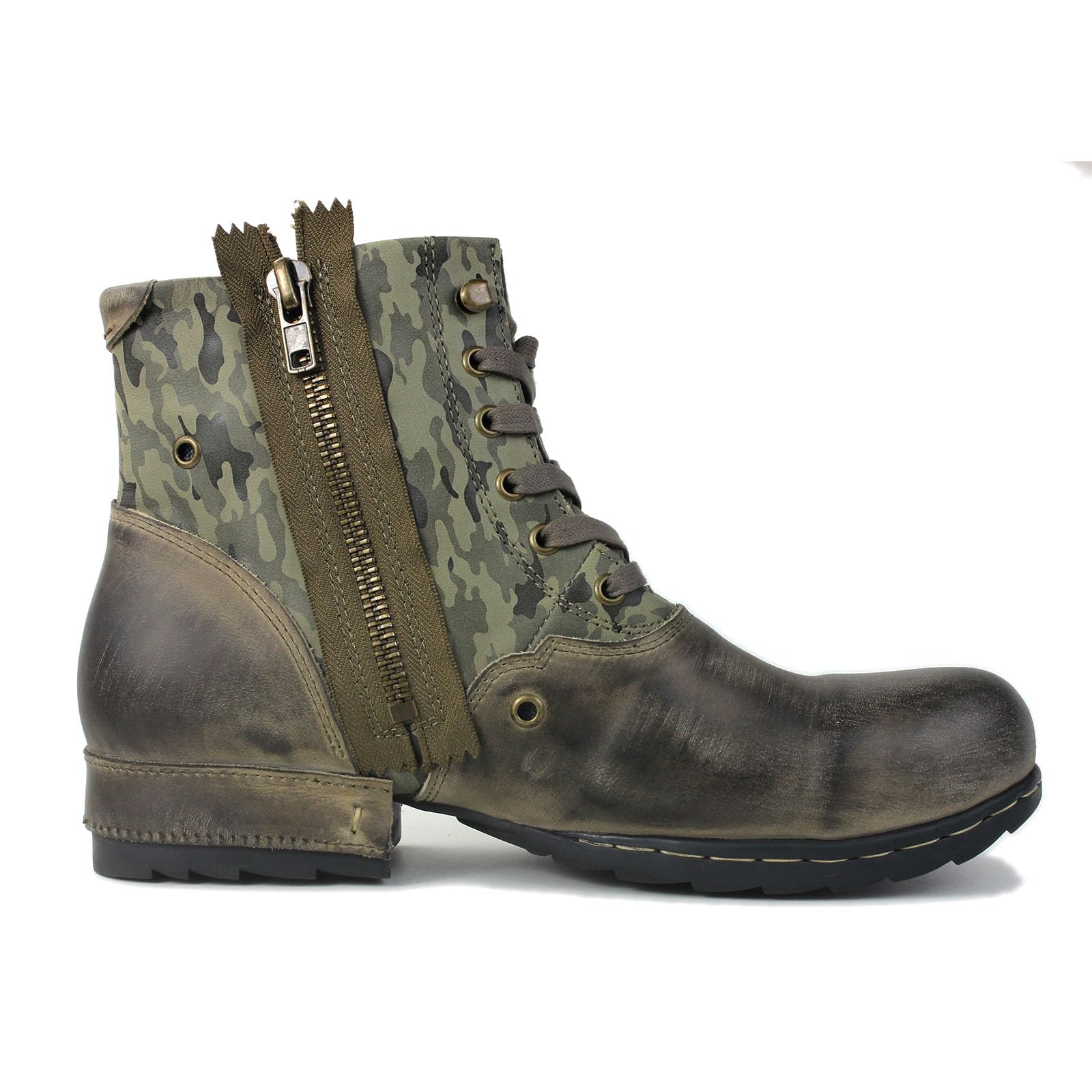 OSSTONE Western Stivali Cowboy Chukka retrò Verde Maschio Mens Motociclo Botas in Pelle Vitello retrò Stile Uomo Stivali Caviglia Boots OS-5008-8-N-IT-R