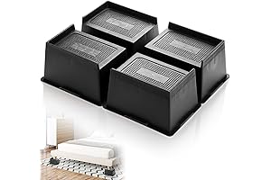 4 Pack Heavy Duty Black Bed Risers: 4" Extra Large Raised Platform