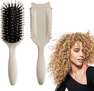 Curly hair brush defining: Curl comb for Curls Waves Coils Define Volumize Detangle Women Curls Reduce Hair Pulling Frizz Cat ears styling Beige