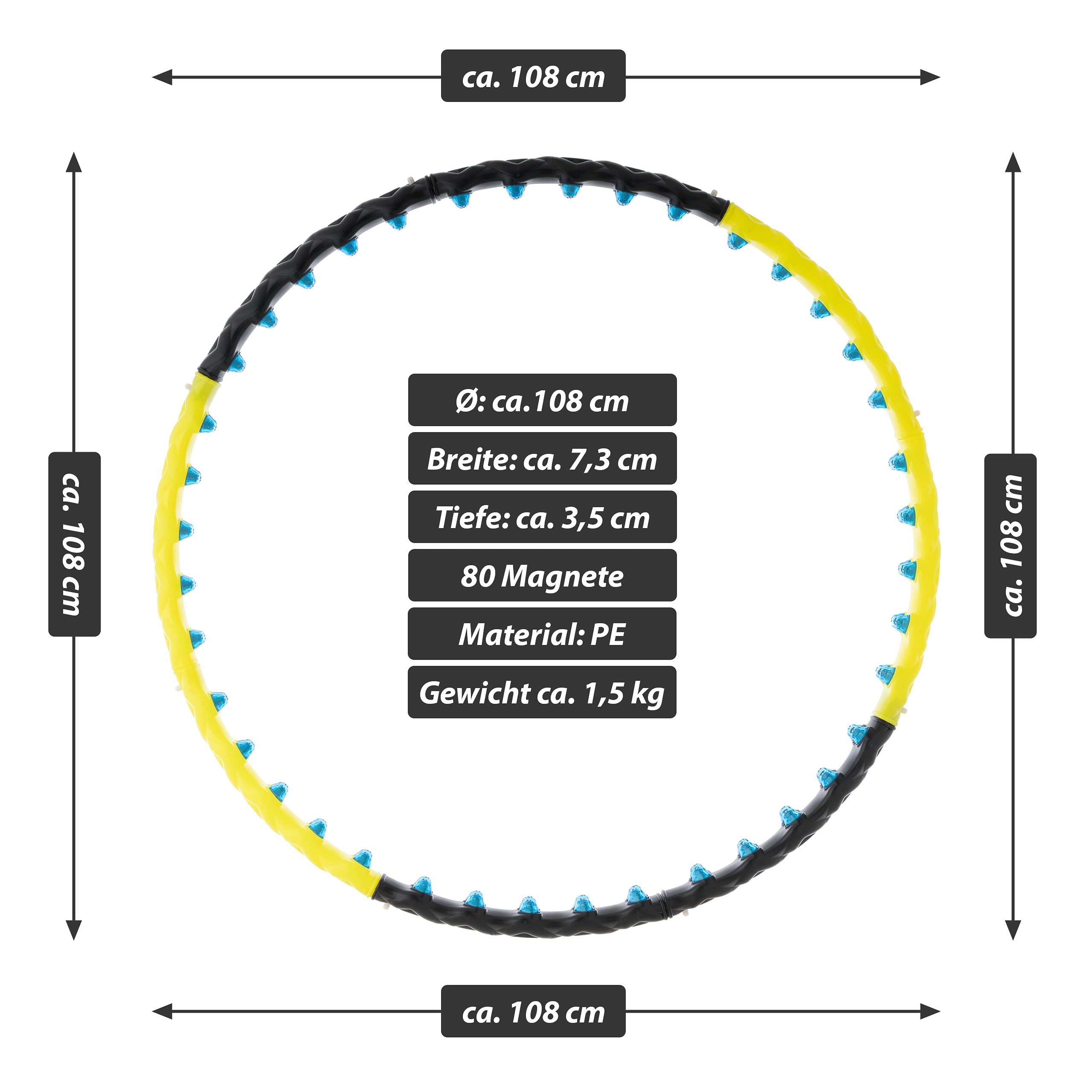 Hula Hoop Reifen Erwachsene Fitness 80 Magnete 1,5 kg Home-Training Yoga Pilates Reha Sport Workout Massage